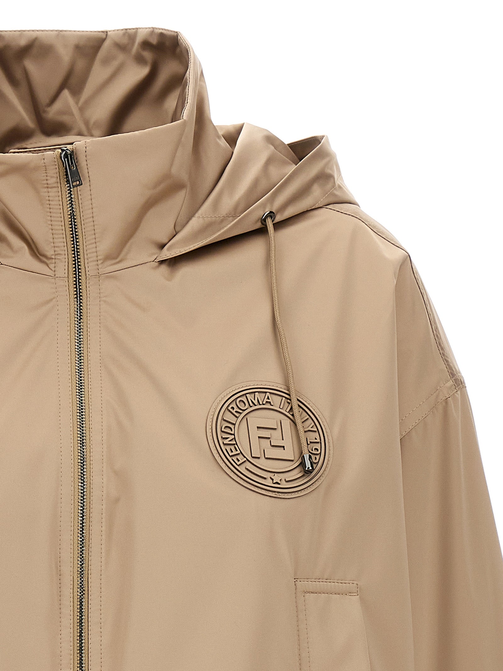 Fendi Brown Tech Silk Shell Jacket