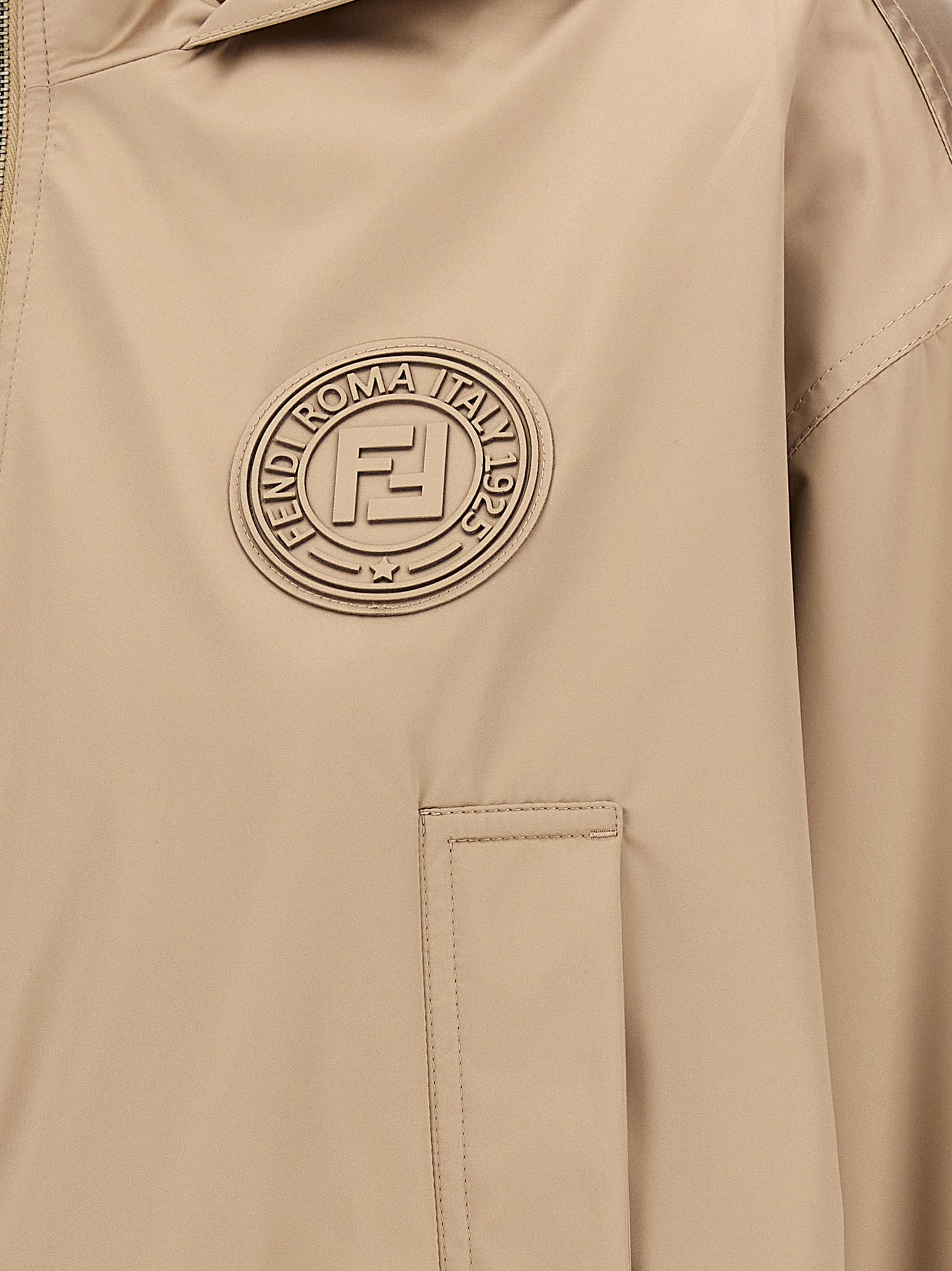 Fendi Brown Tech Silk Shell Jacket