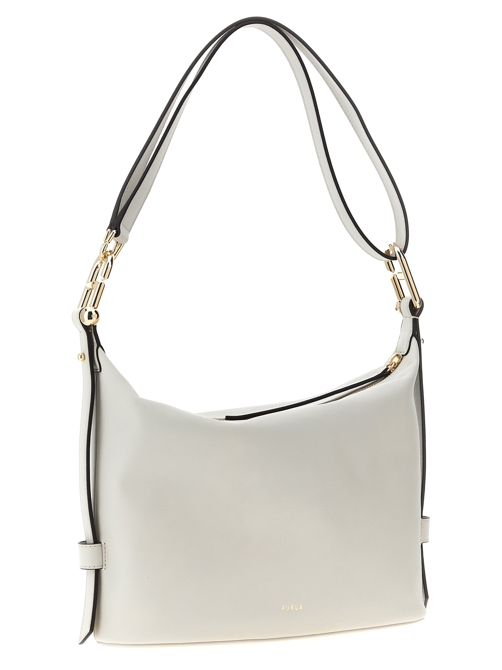 Furla White Nuvola Hobo M Leather Shoulder Bag