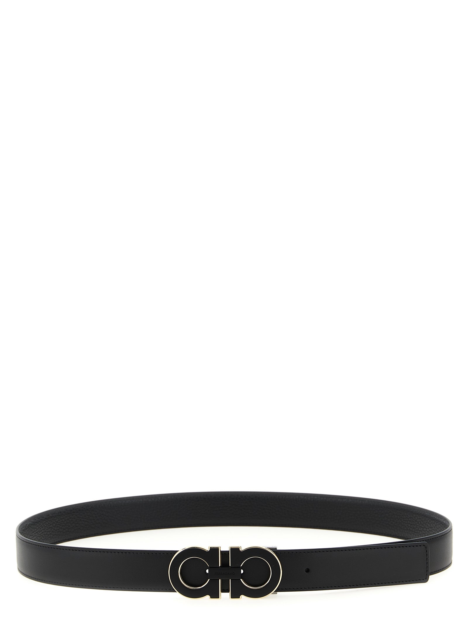 Ferragamo Black Reversible Belt Calf Leather