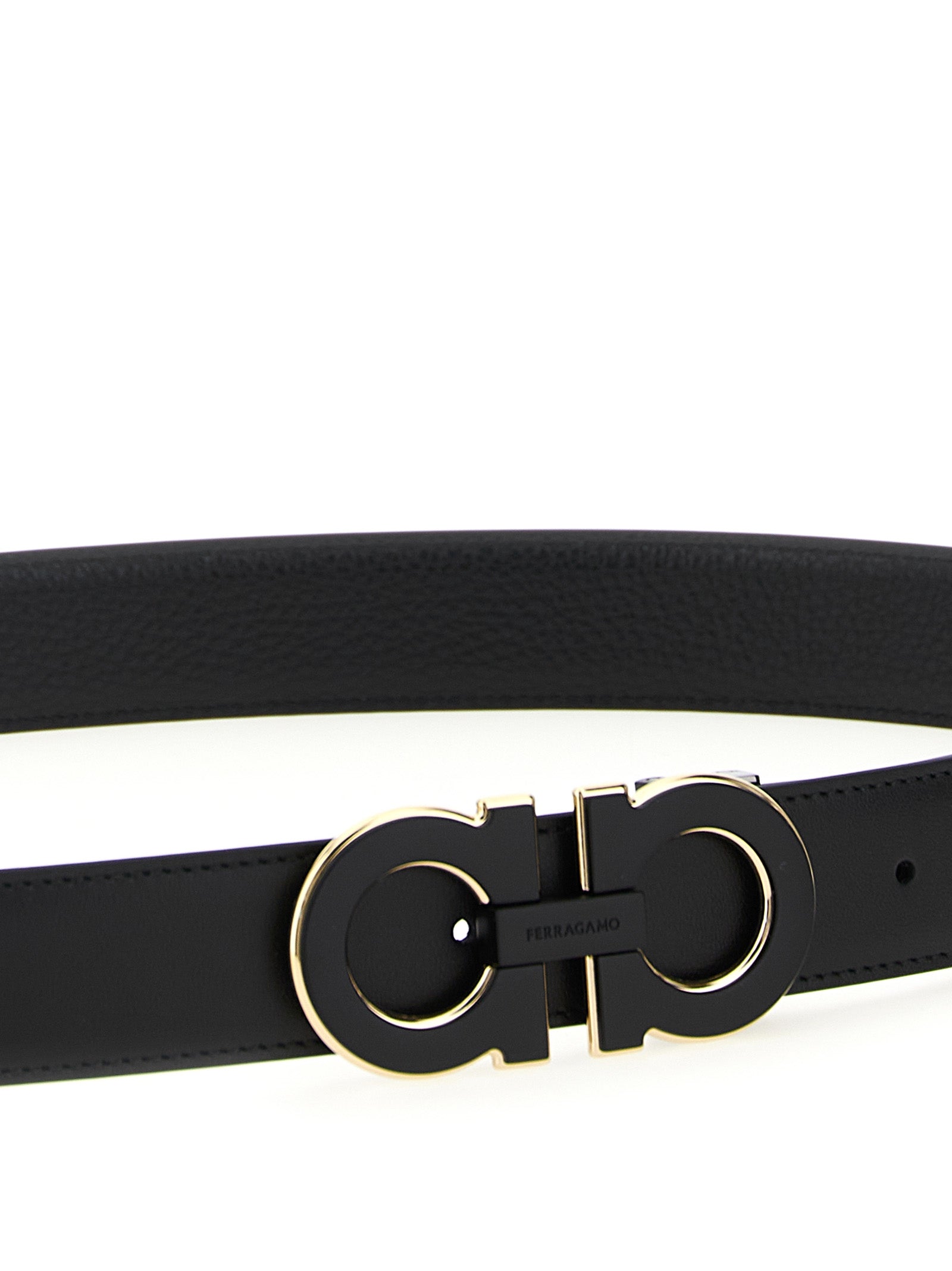 Ferragamo Black Reversible Belt Calf Leather