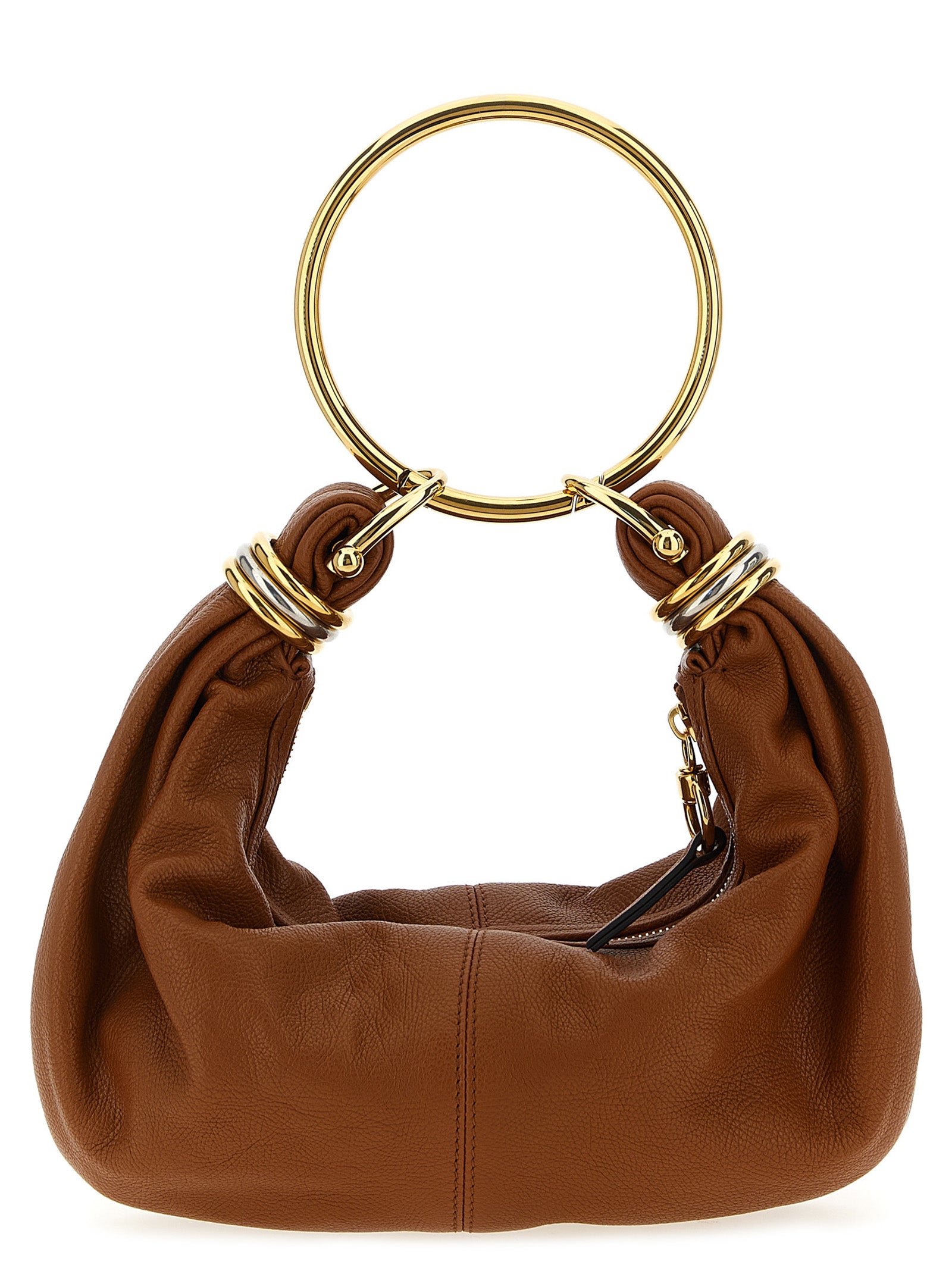 Chloé Brown Bracelet Hobo Small Handbag Calf Leather