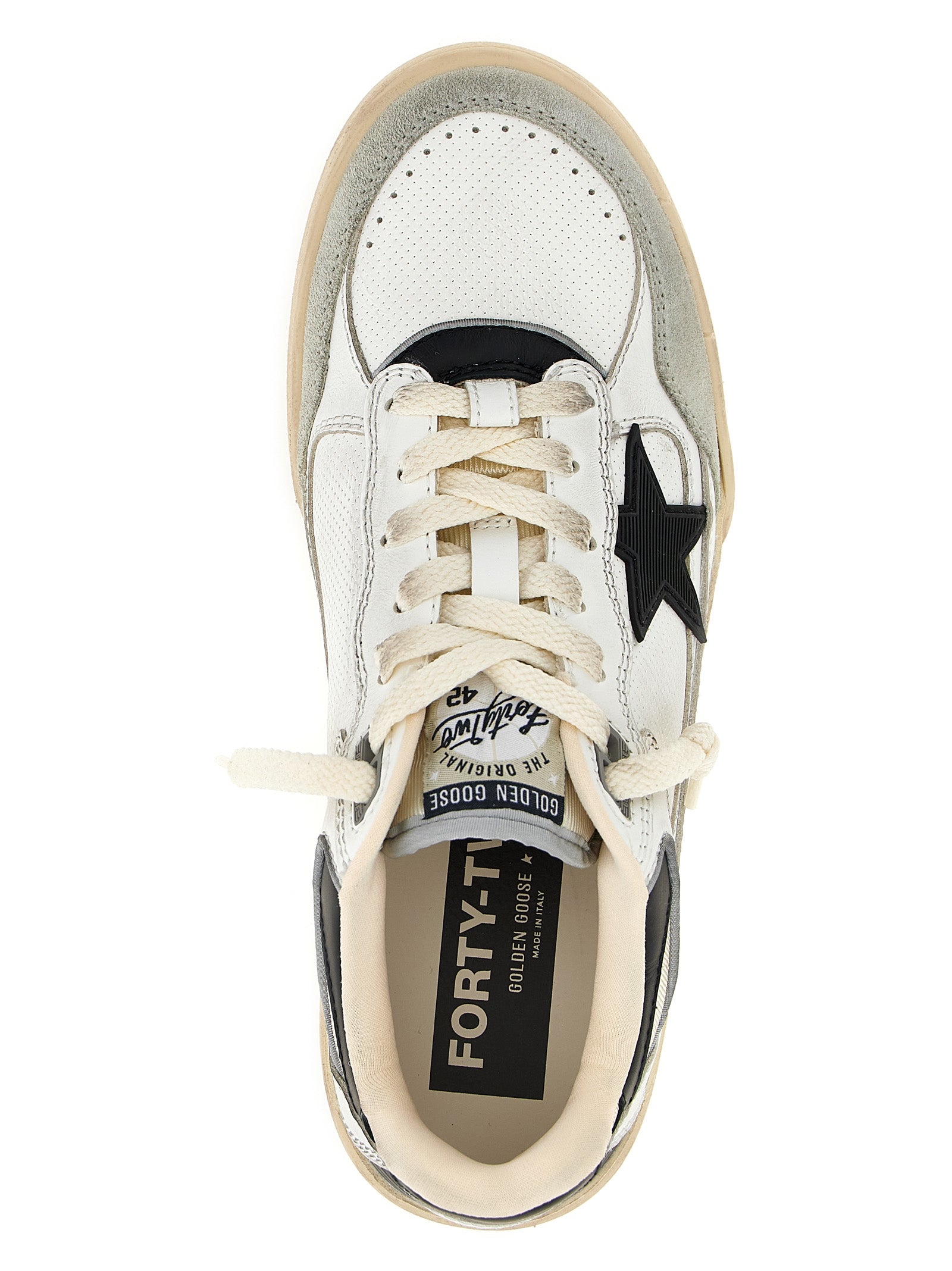 Golden Goose White Black Forty2 Leather Sneakers