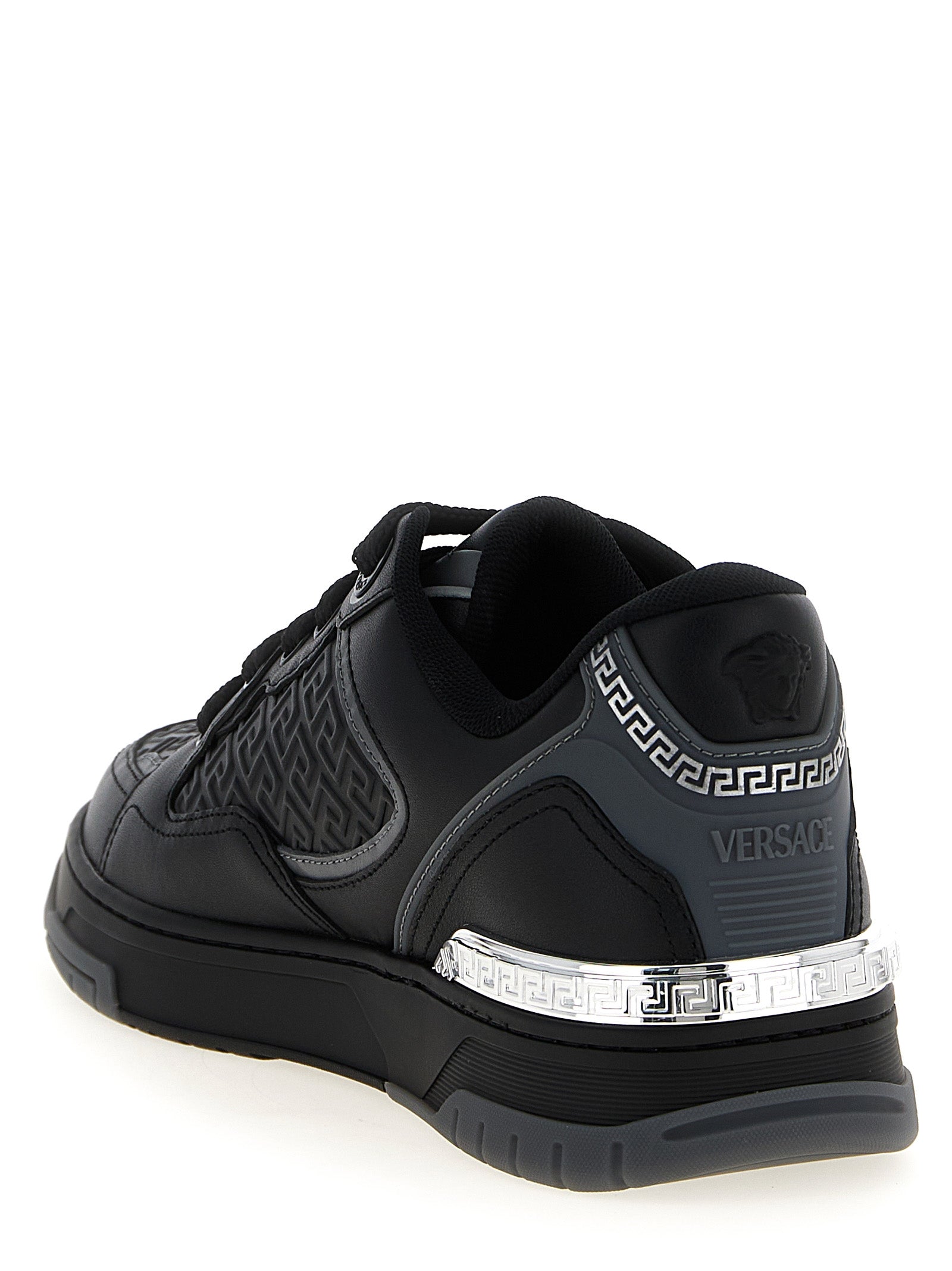 Versace Black Biggie Basket Leather Sneakers