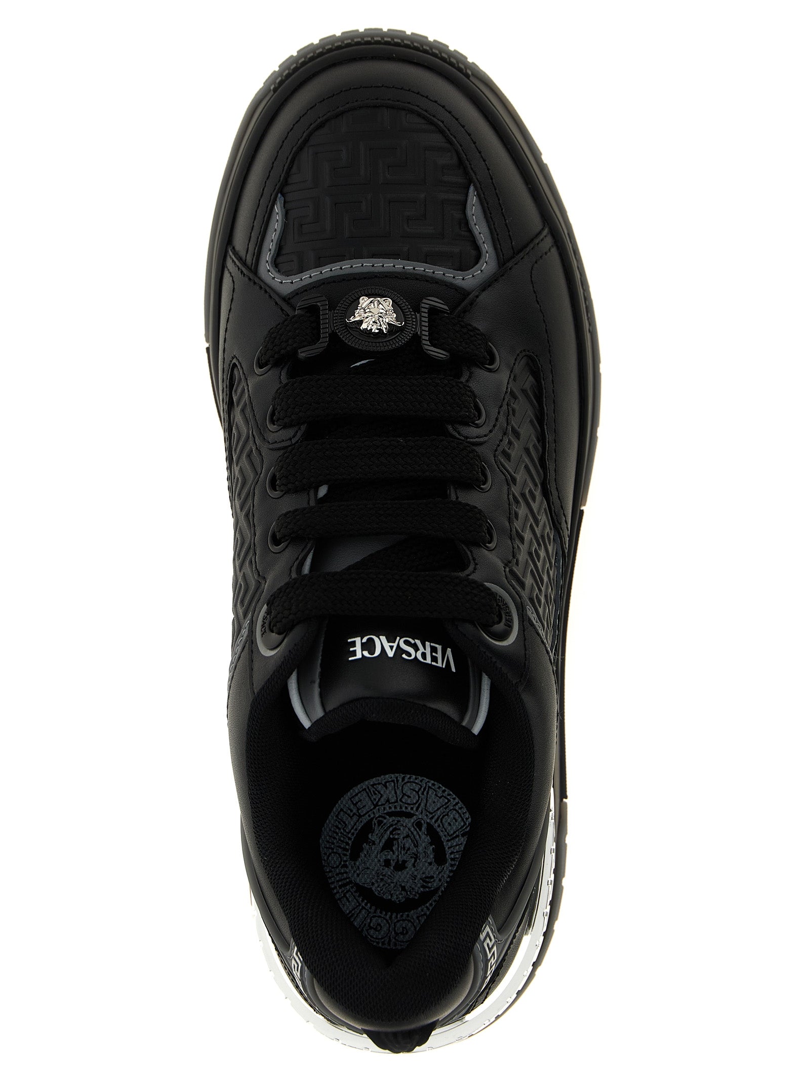 Versace Black Biggie Basket Leather Sneakers