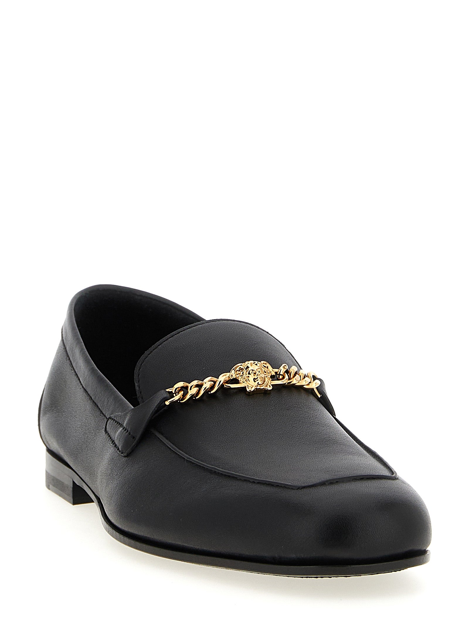 Versace Black Slip-On Loafers Leather