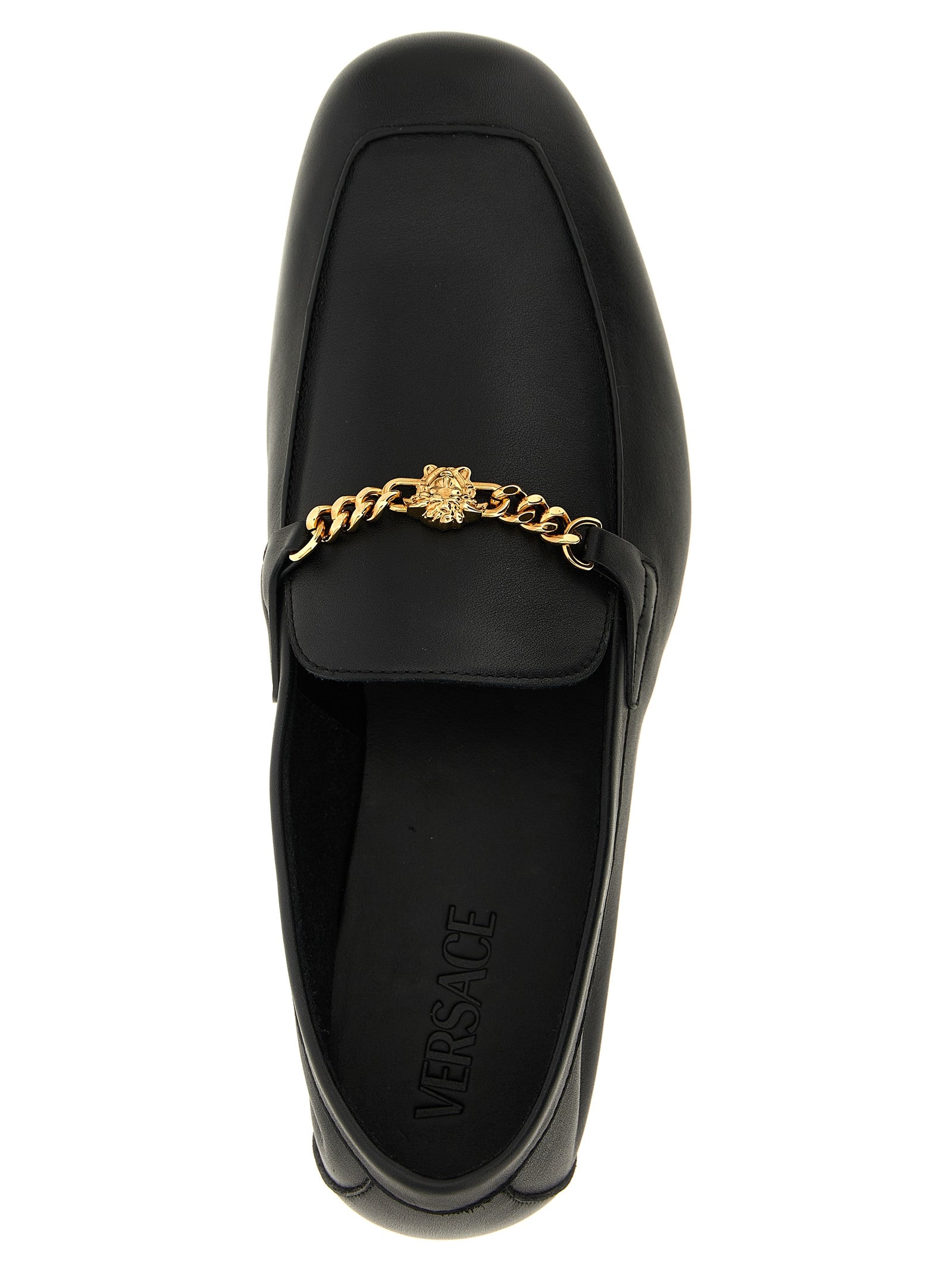 Versace Black Slip-On Loafers Leather