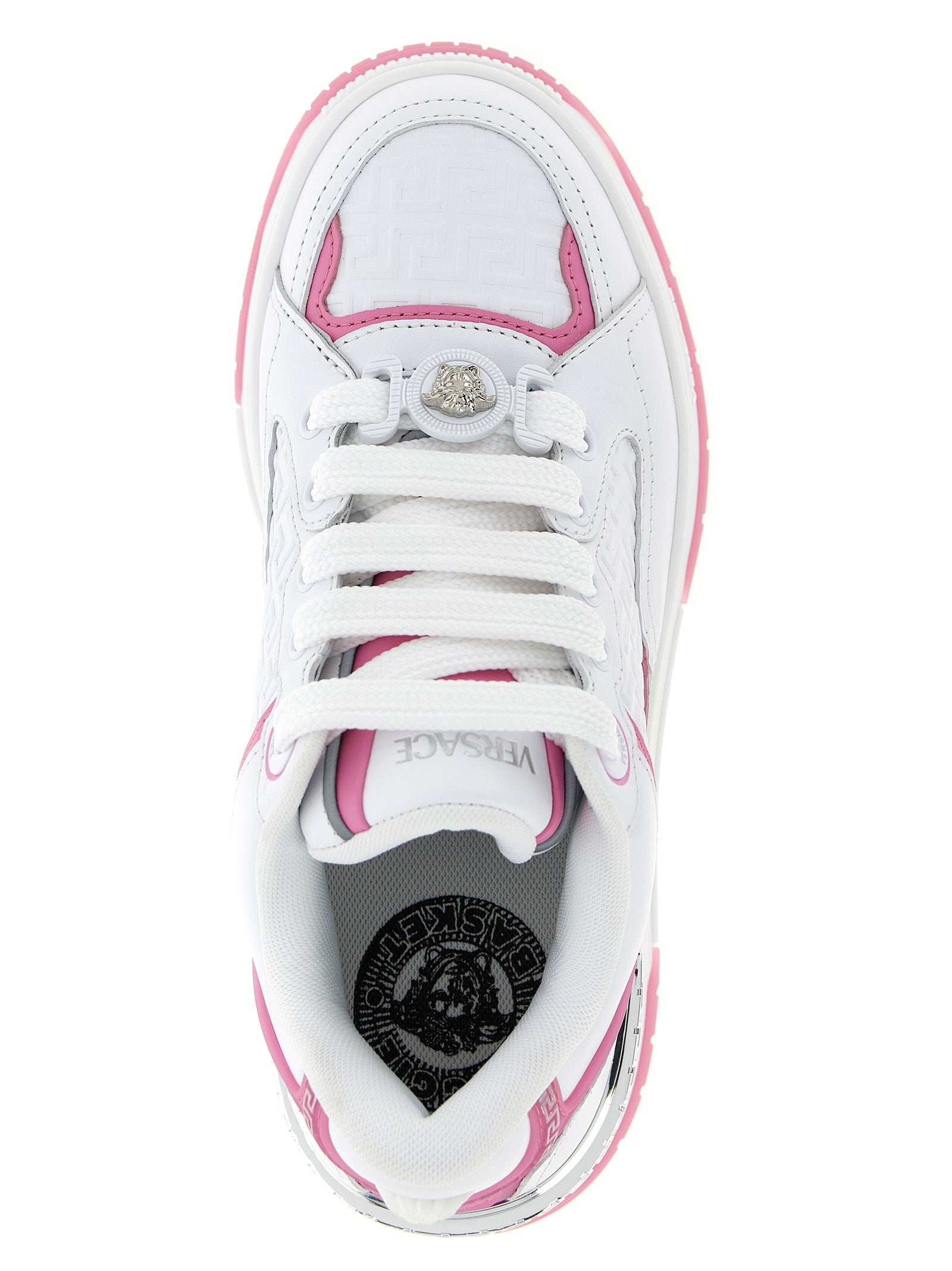 Versace Pink Biggie Basket Athletic Sneakers Leather