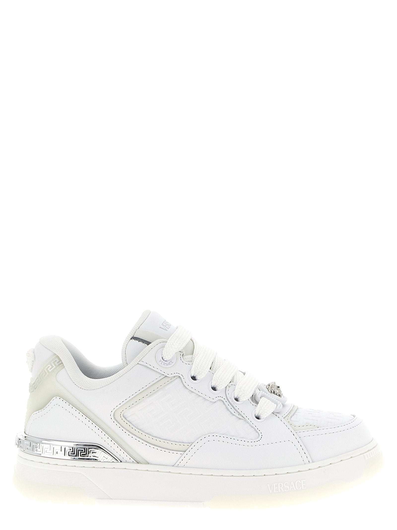 Versace White Biggie Basket Low Top Sneakers Leather