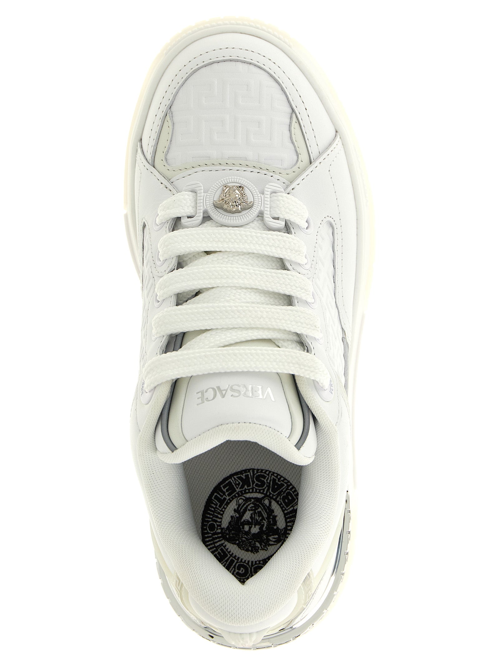 Versace White Biggie Basket Low Top Sneakers Leather
