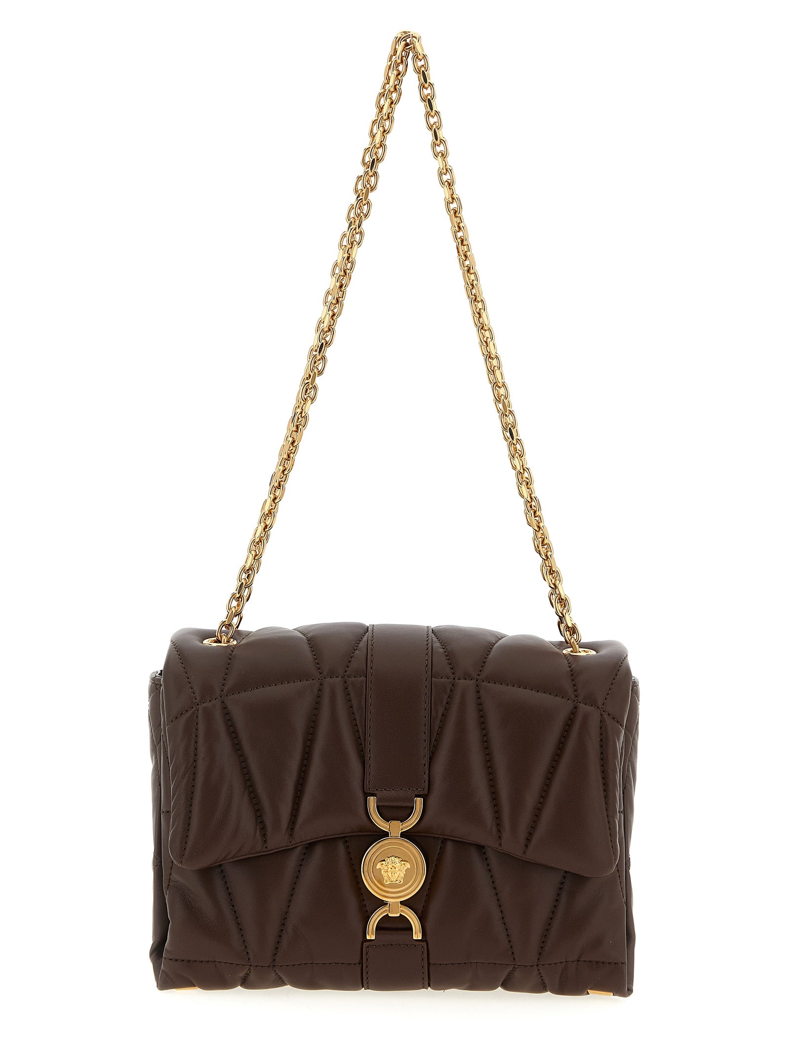 Versace Brown Kleio Lambskin Shoulder Bag