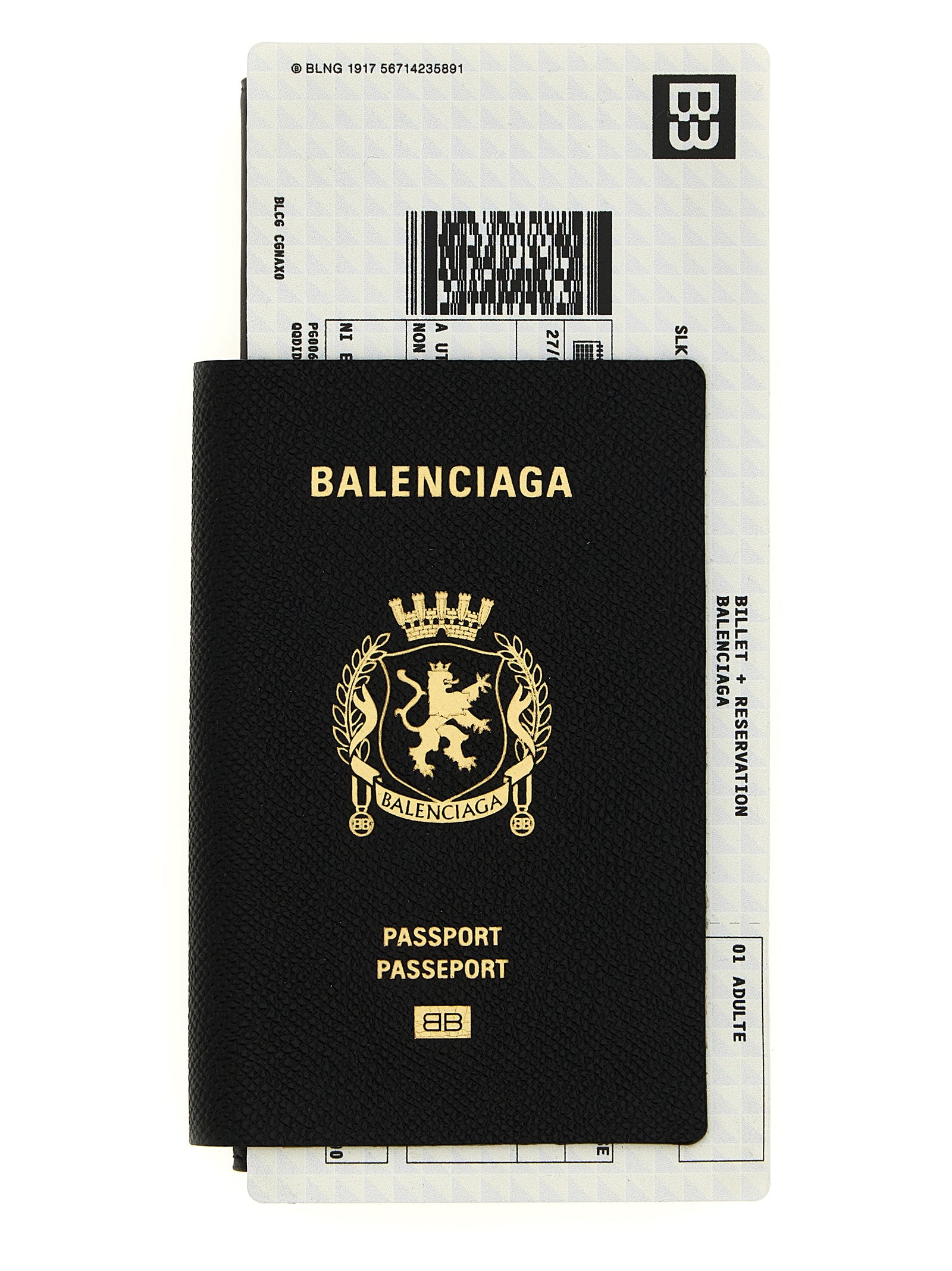 Balenciaga Black Passport Lungo 1 Biglietto Calf Leather Wallet