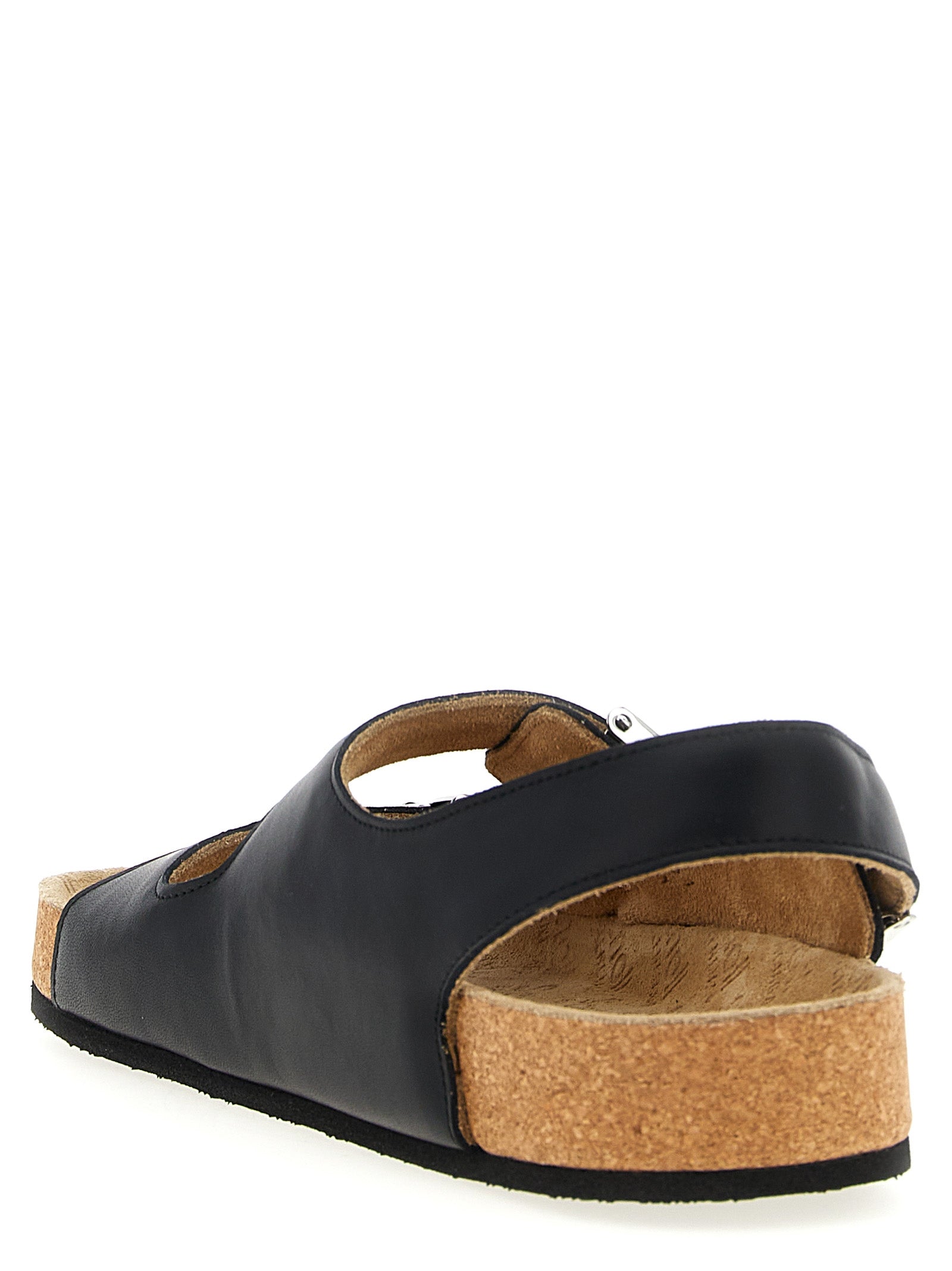 Balenciaga Black Flat Sandals Leather