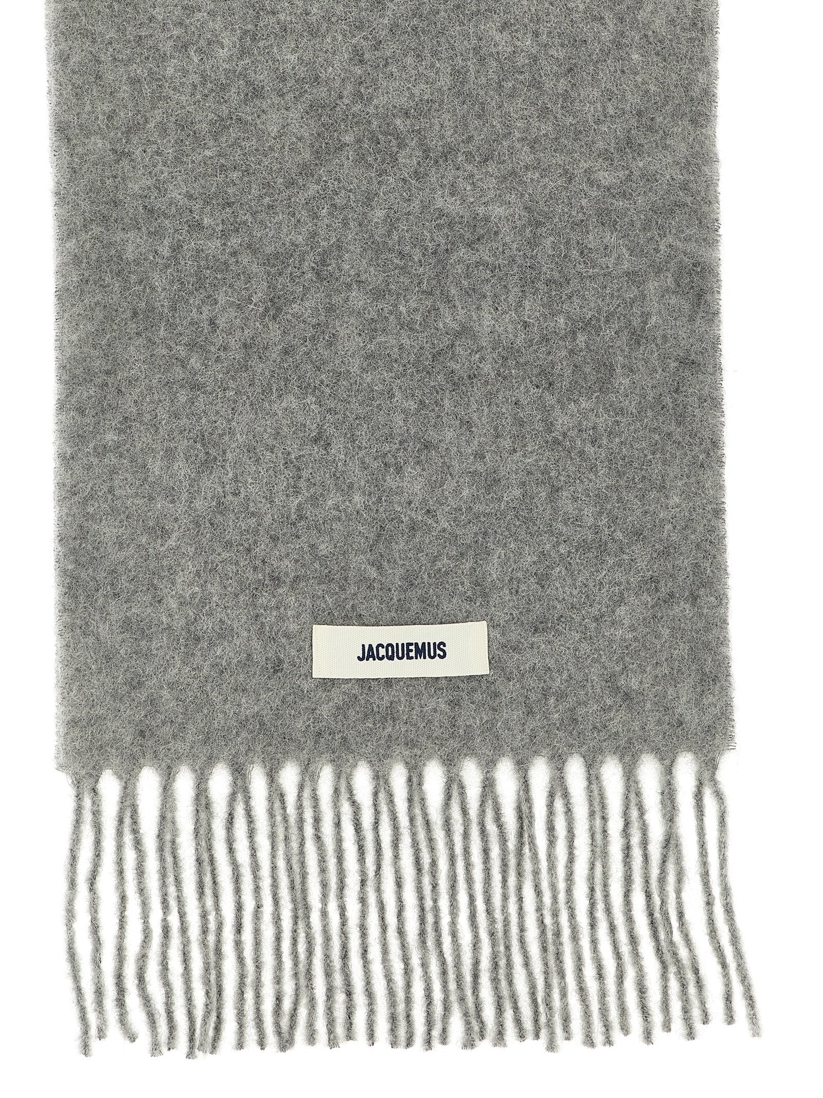 Jacquemus Gray L’Echarpe Carro Alpaca Mohair Wool Scarf