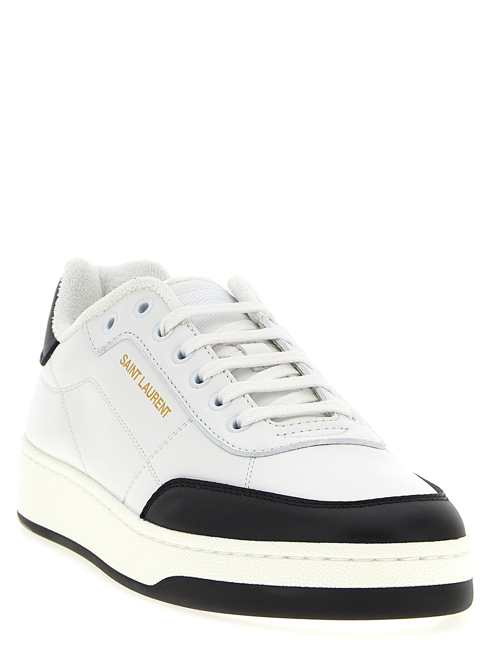 Saint Laurent White Black SL61 Low Top Sneakers Calf Leather