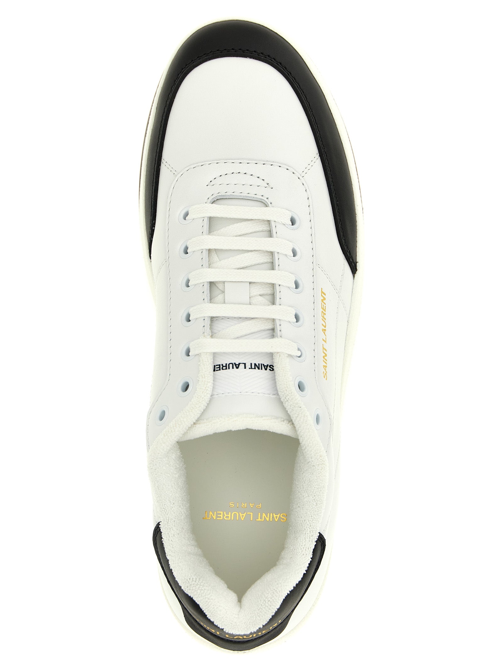 Saint Laurent White Black SL61 Low Top Sneakers Calf Leather