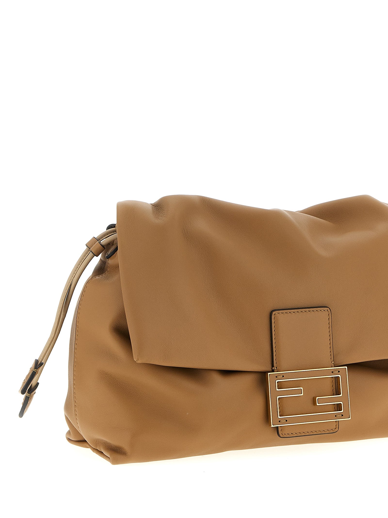 Fendi Beige Mamma Baguette Lambskin Shoulder Bag