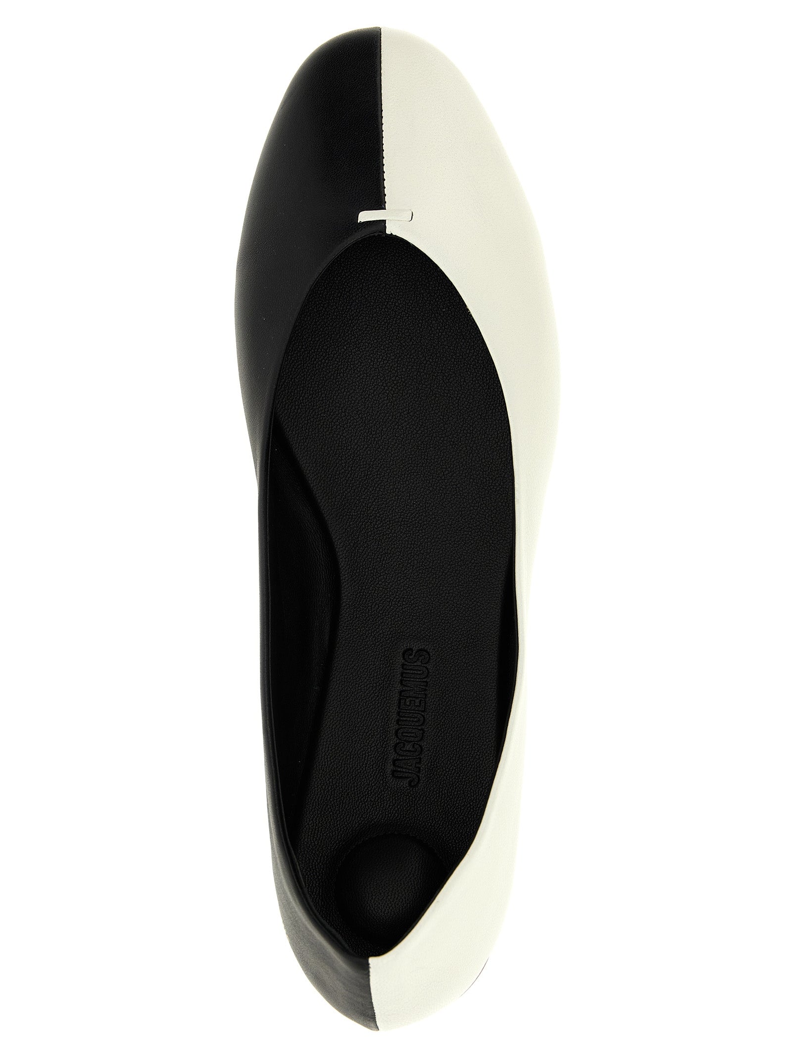 Jacquemus White Black Lambskin Ballet Flats
