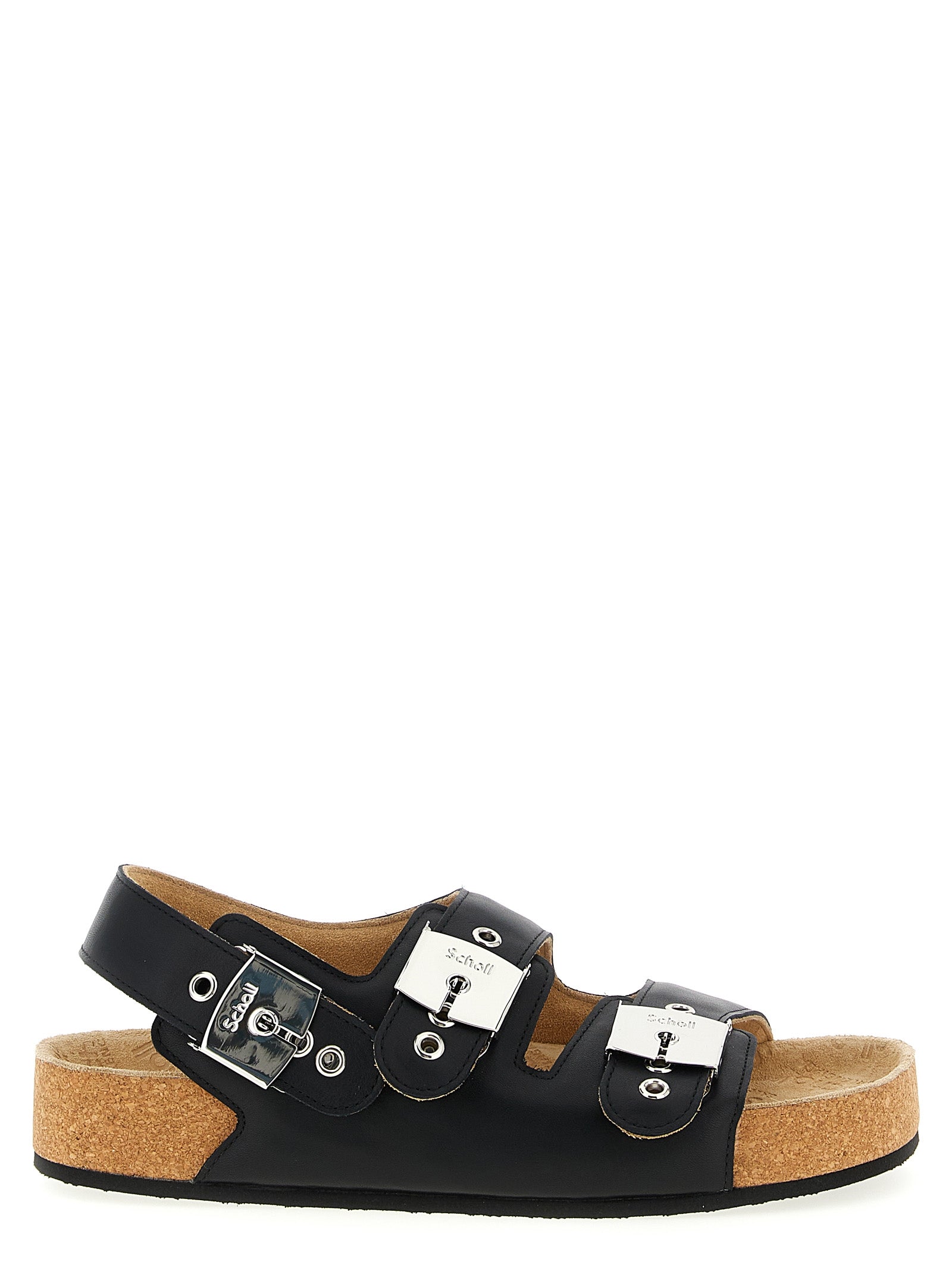 Balenciaga Black Scholl Flat Sandals Leather