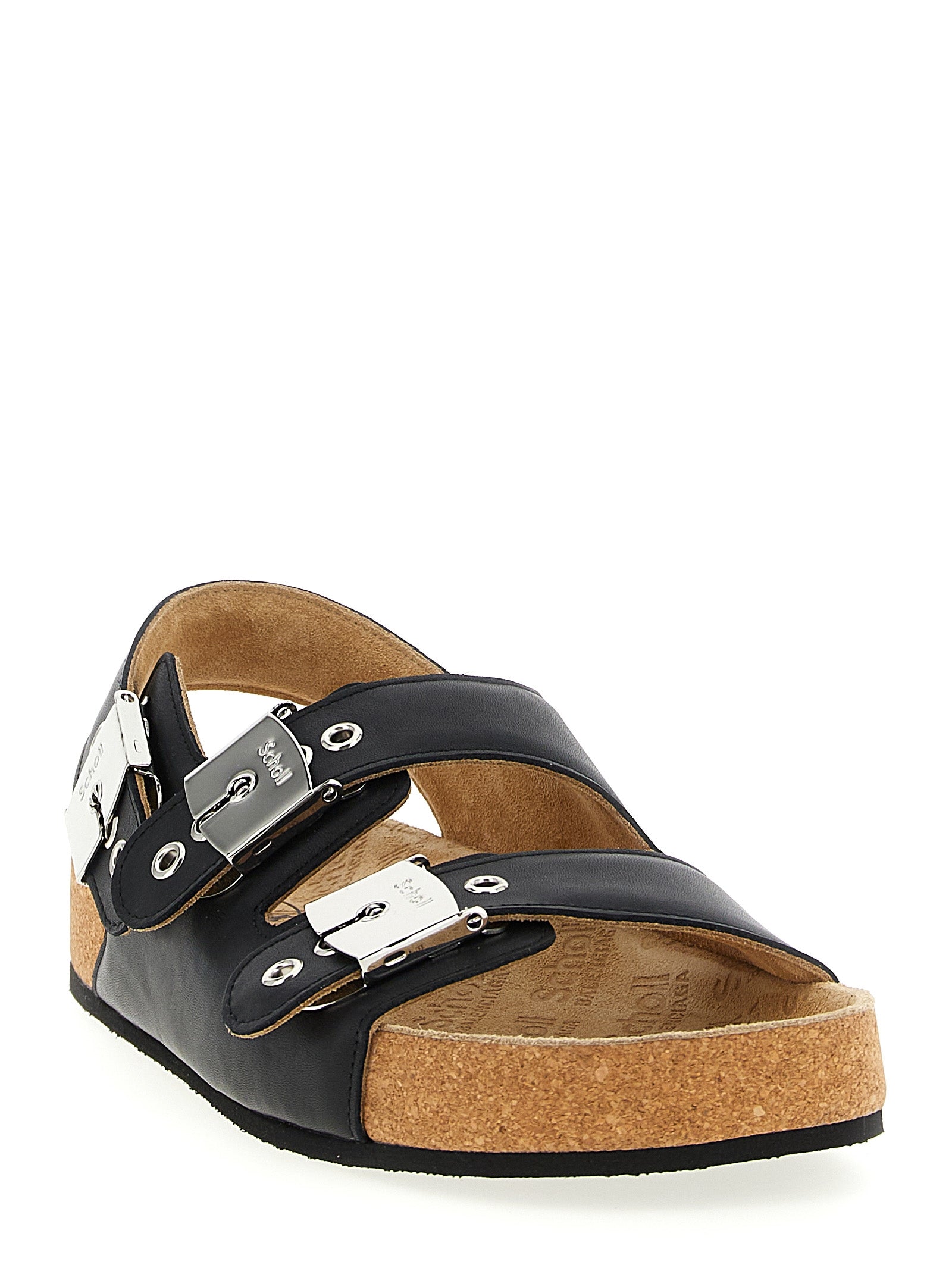 Balenciaga Black Scholl Flat Sandals Leather