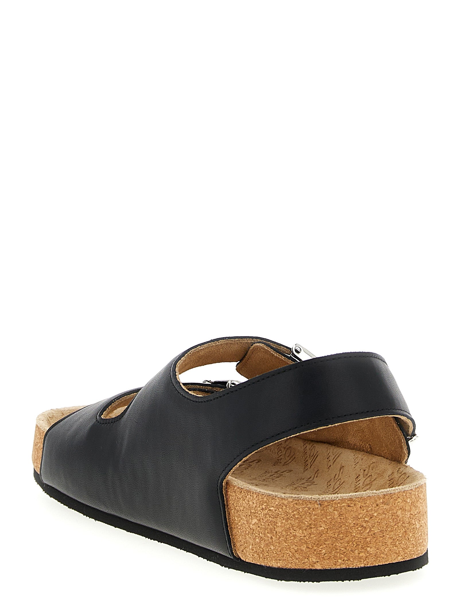 Balenciaga Black Scholl Flat Sandals Leather