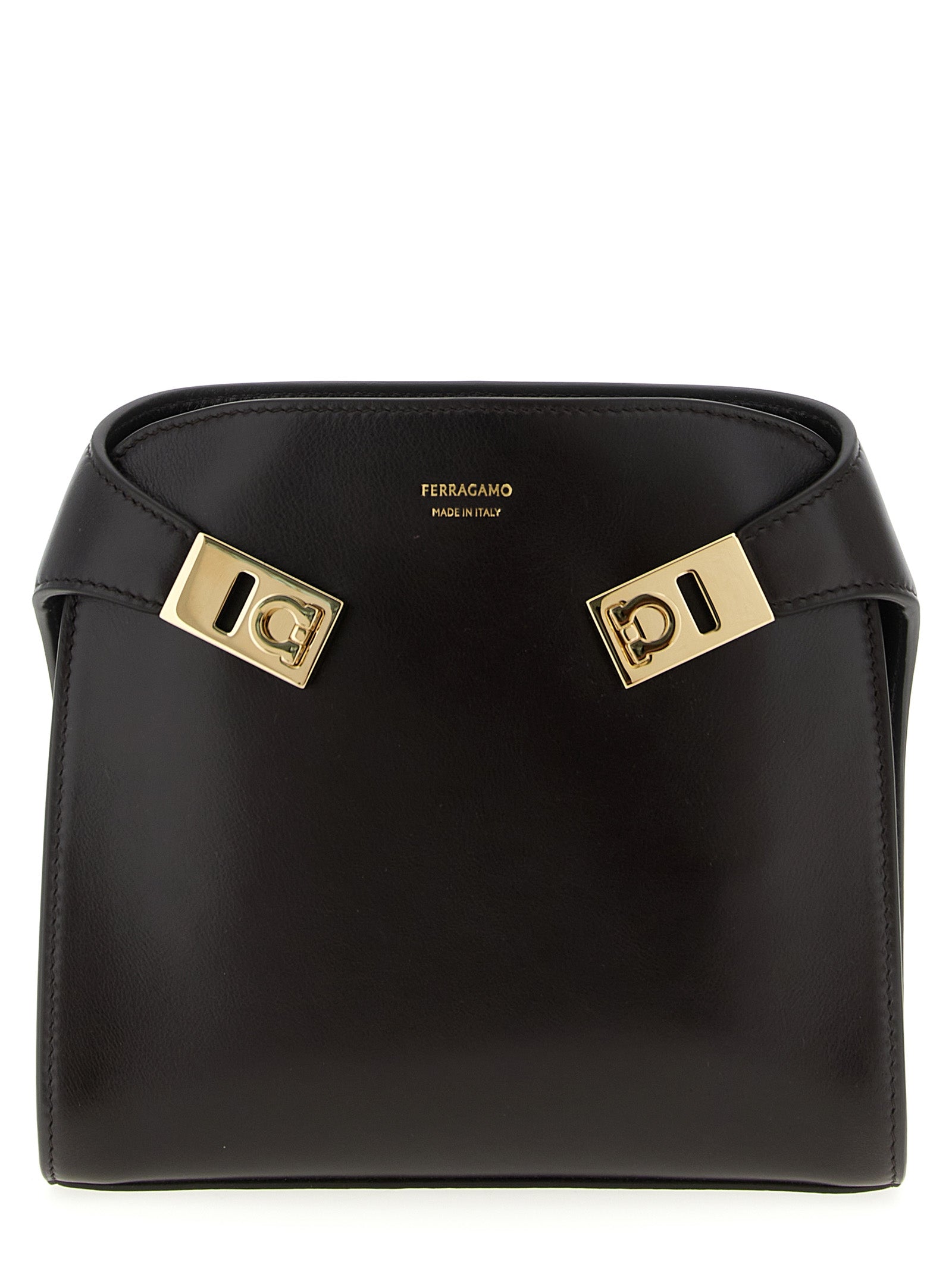 Ferragamo Brown Hug BB Calf Leather Crossbody Bag