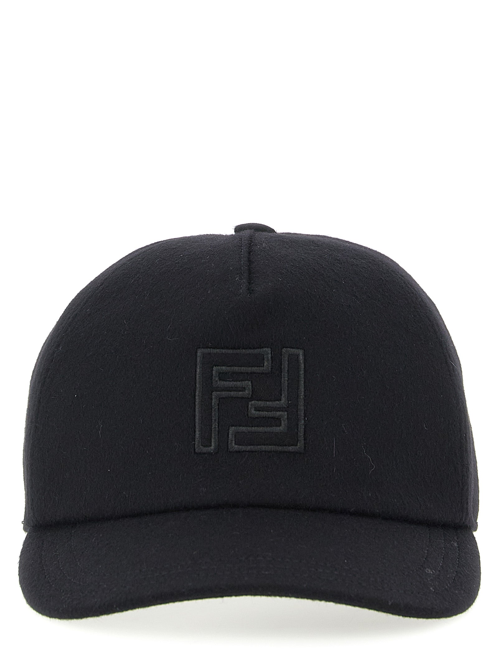 Fendi Black Wool Cashmere Baseball Hat