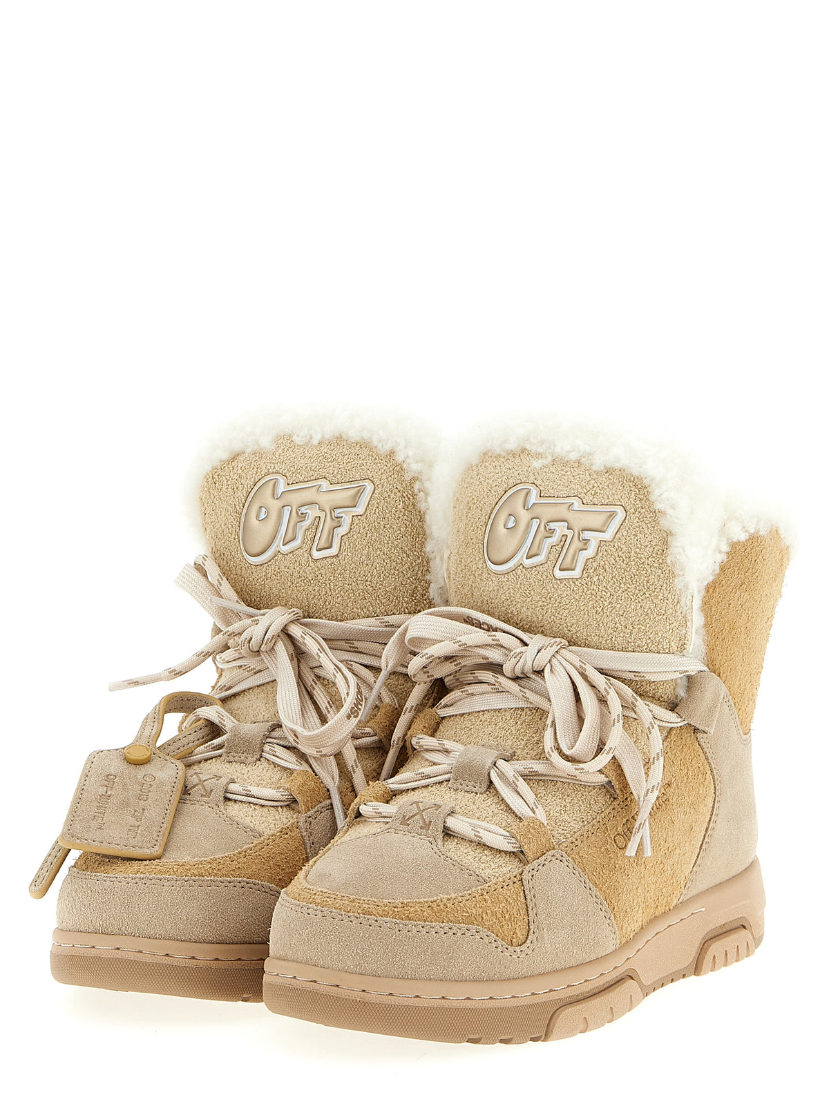 Off-White Beige Calfskin Ankle Boots