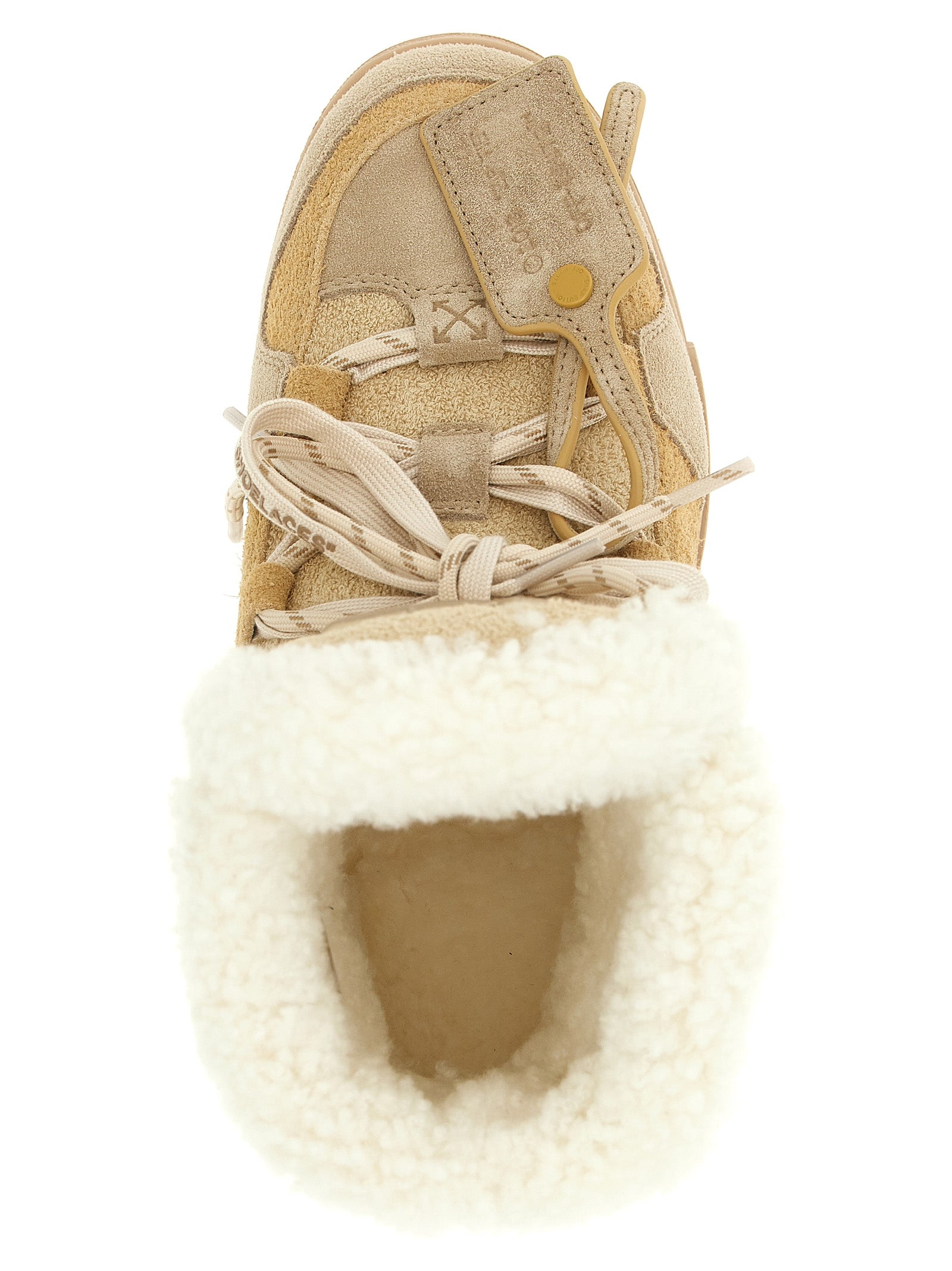 Off-White Beige Winter Ankle Boots Leather