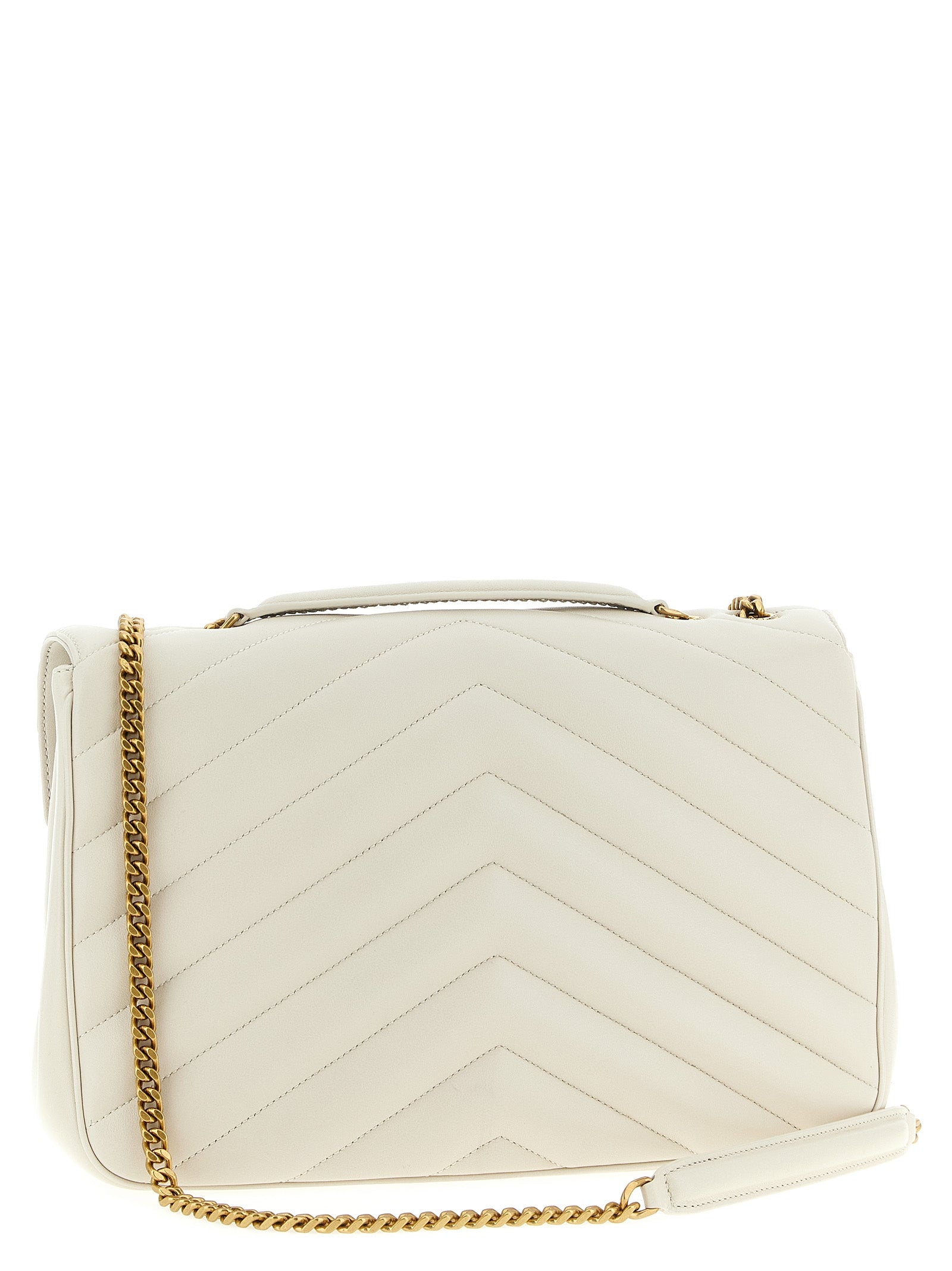 Saint Laurent Beige LouLou Large Lambskin Shoulder Bag