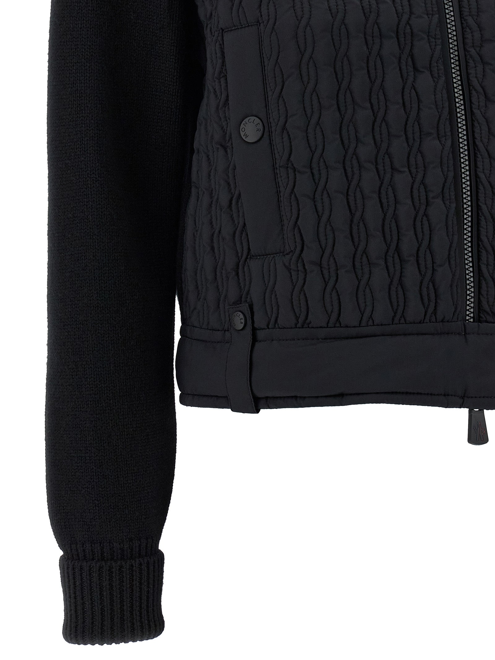 Moncler Grenoble Black Tricot Nylon Cardigan
