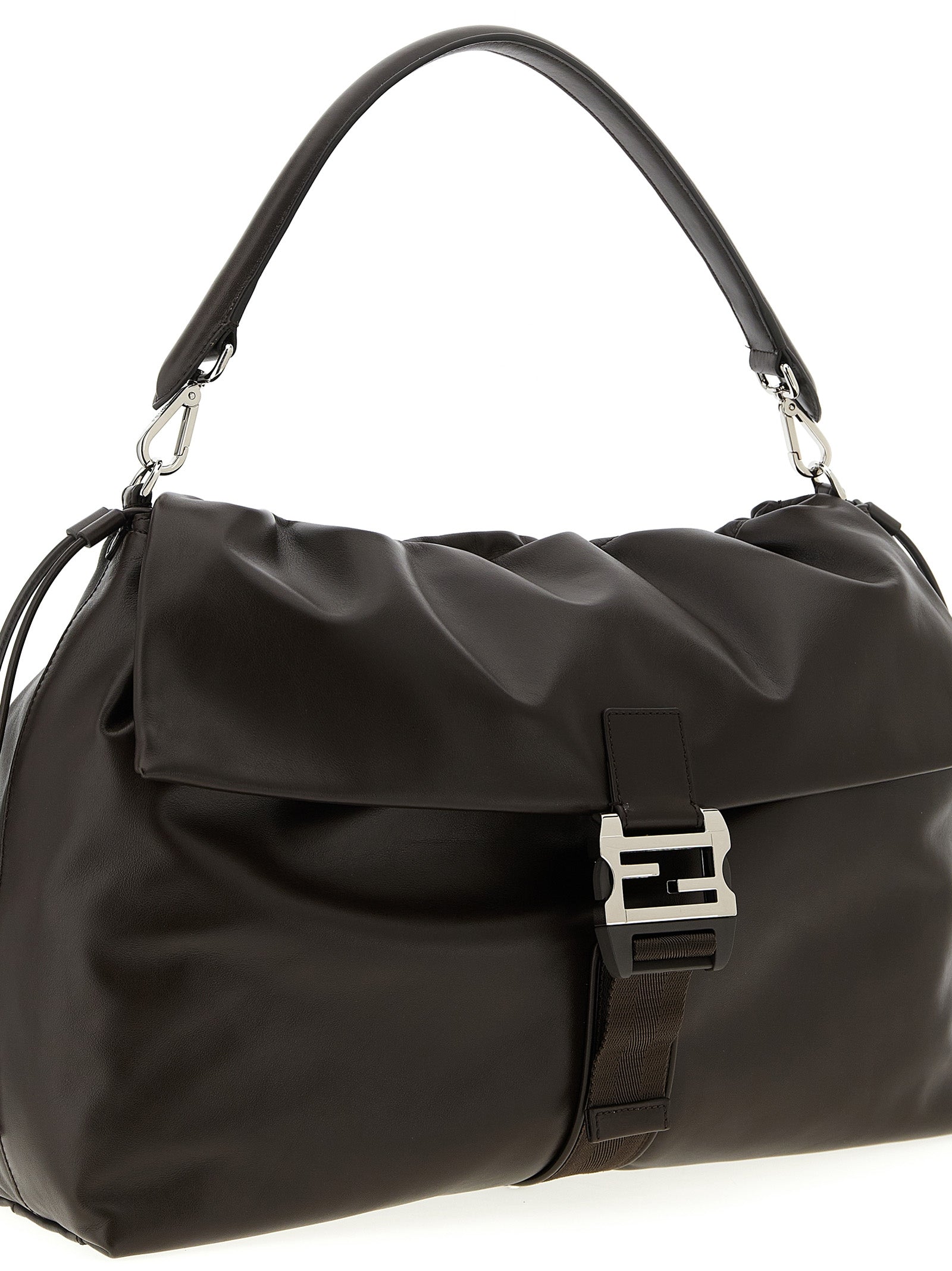 Fendi Brown Flux Maxi Messenger Handbag Calf Leather
