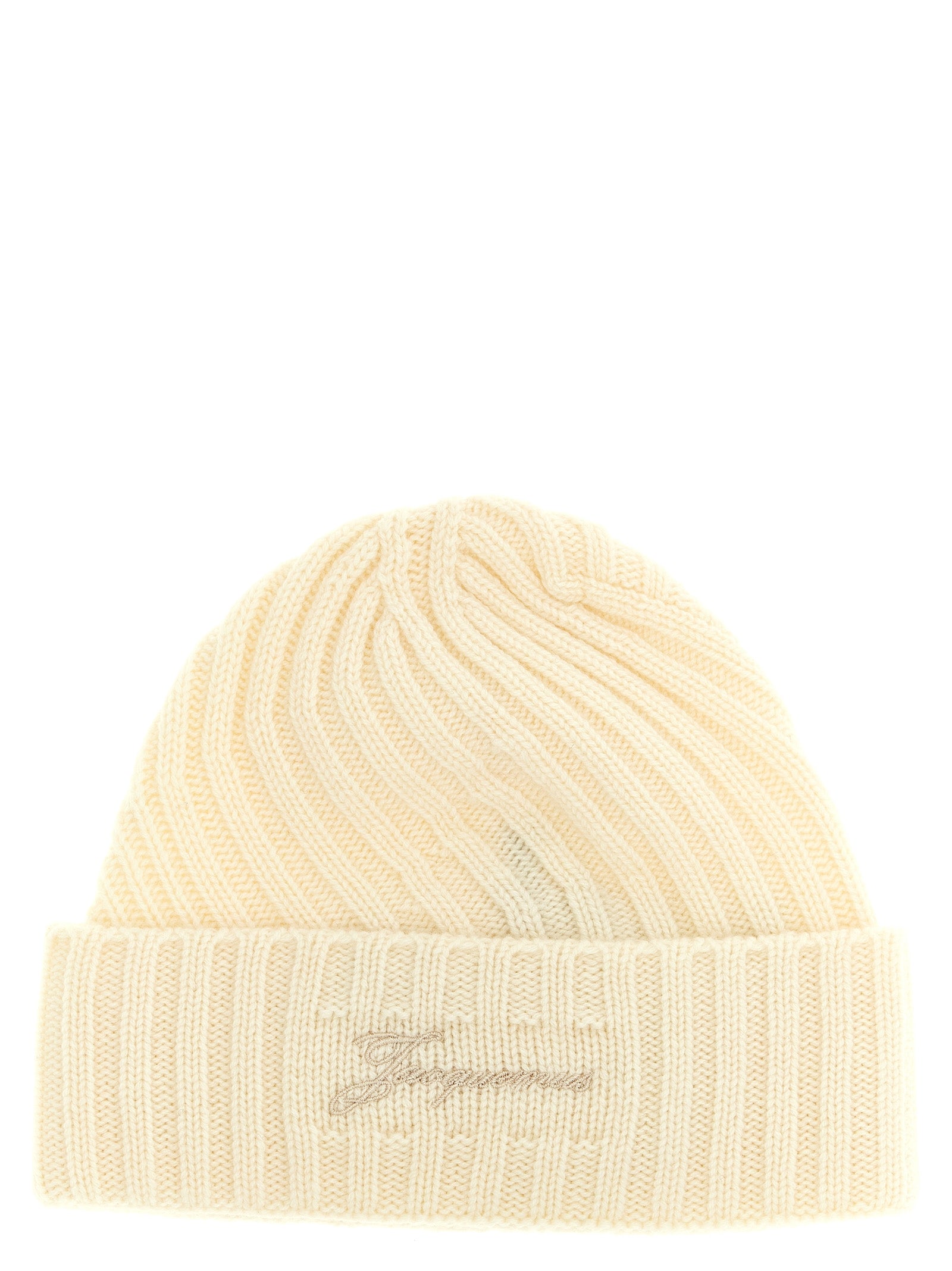 Jacquemus White Le Bonnet Tourni Cashmere Merino Wool Beanie
