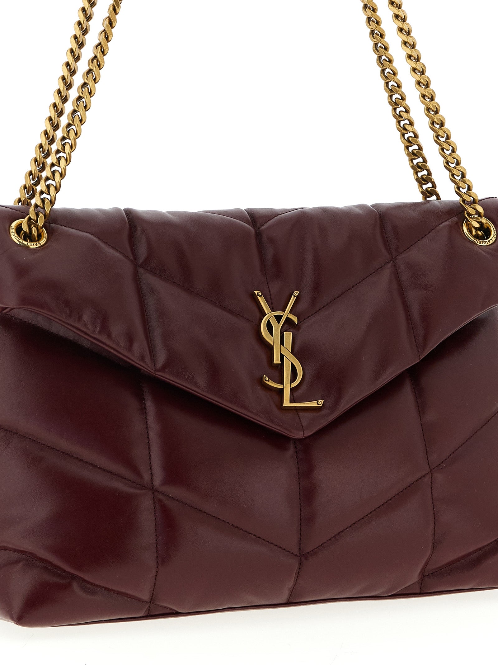 Saint Laurent Bordeaux Shoulder Bag Calf Leather