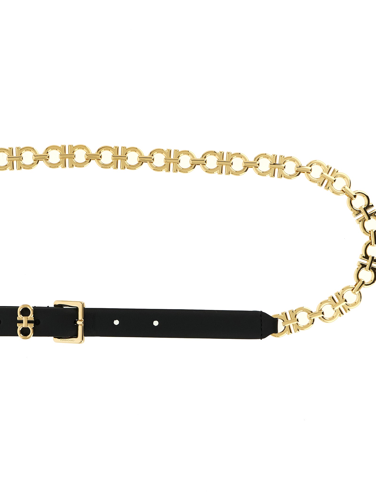 Ferragamo Black Gancini Belt Calf Leather