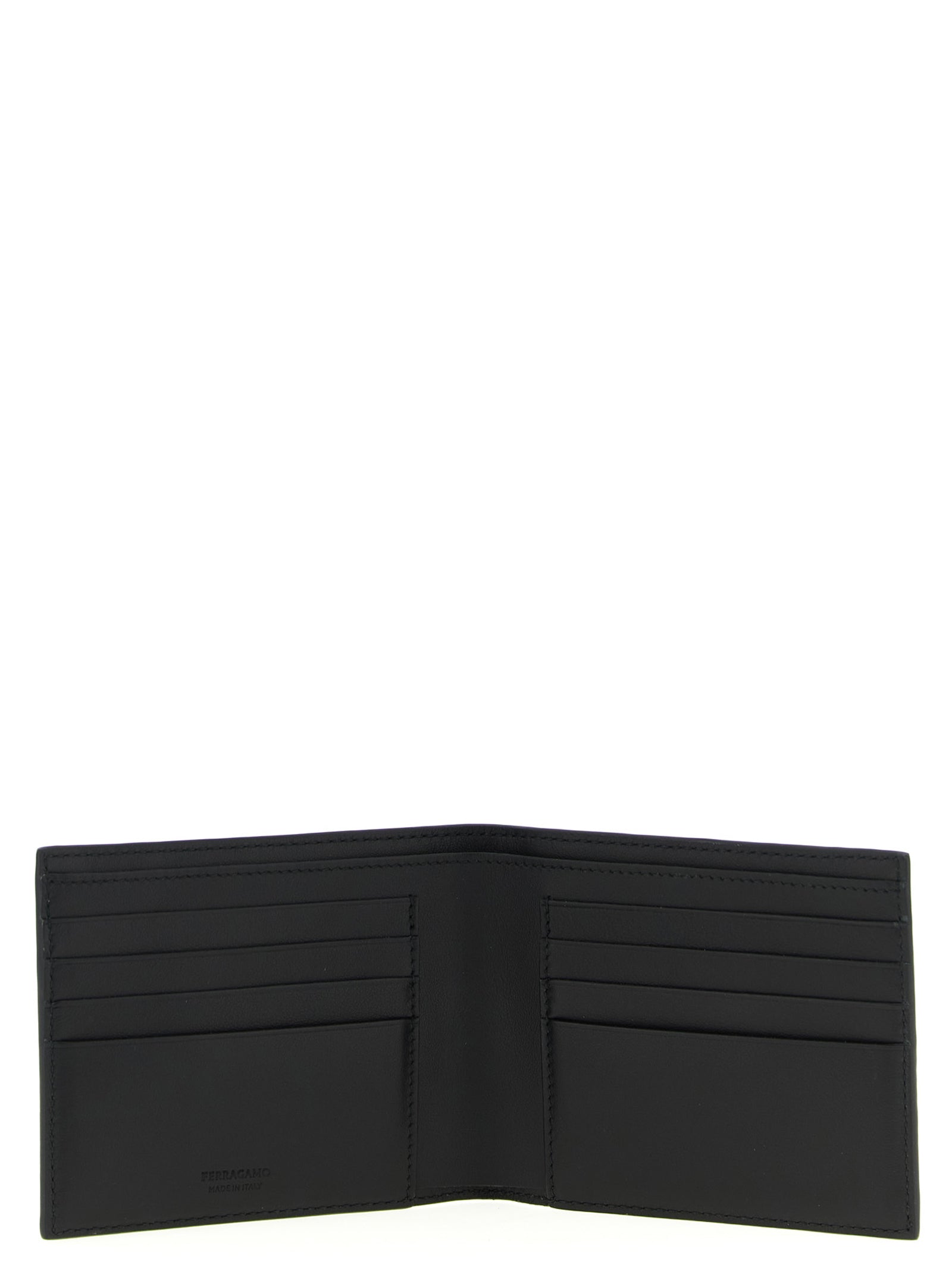 Ferragamo Black Gancini Calf Leather Wallet