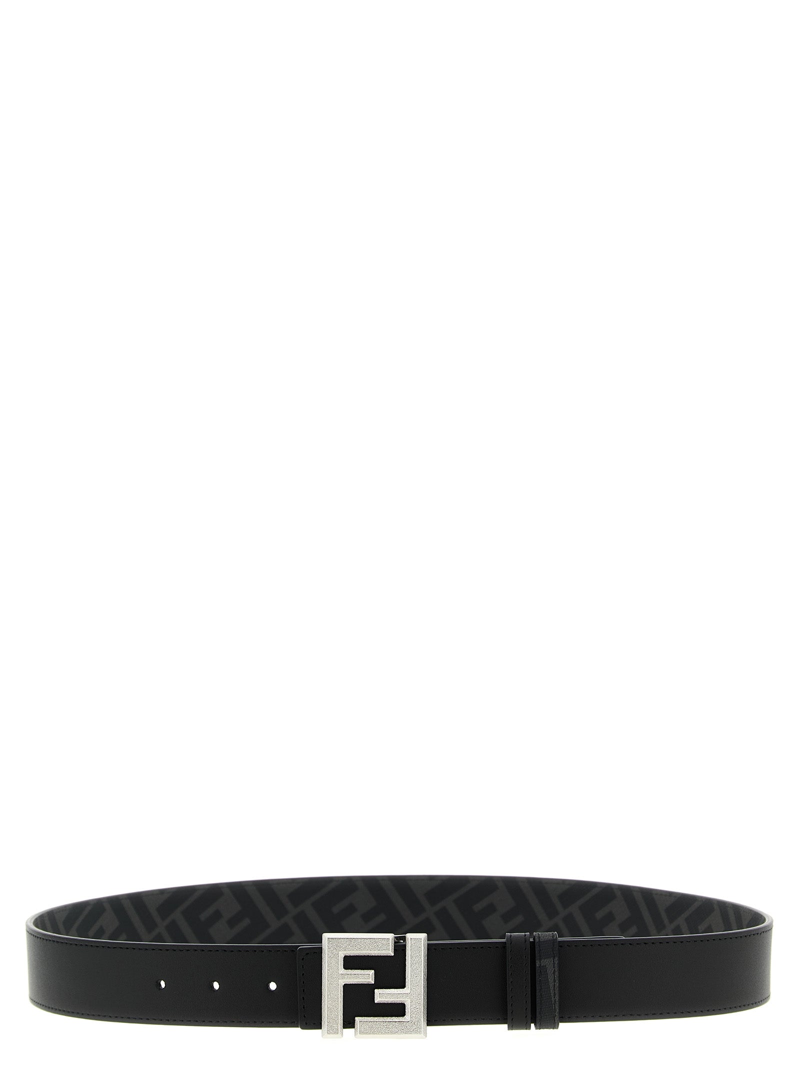 Fendi Black Reversible FF Metal Buckle Leather Belt