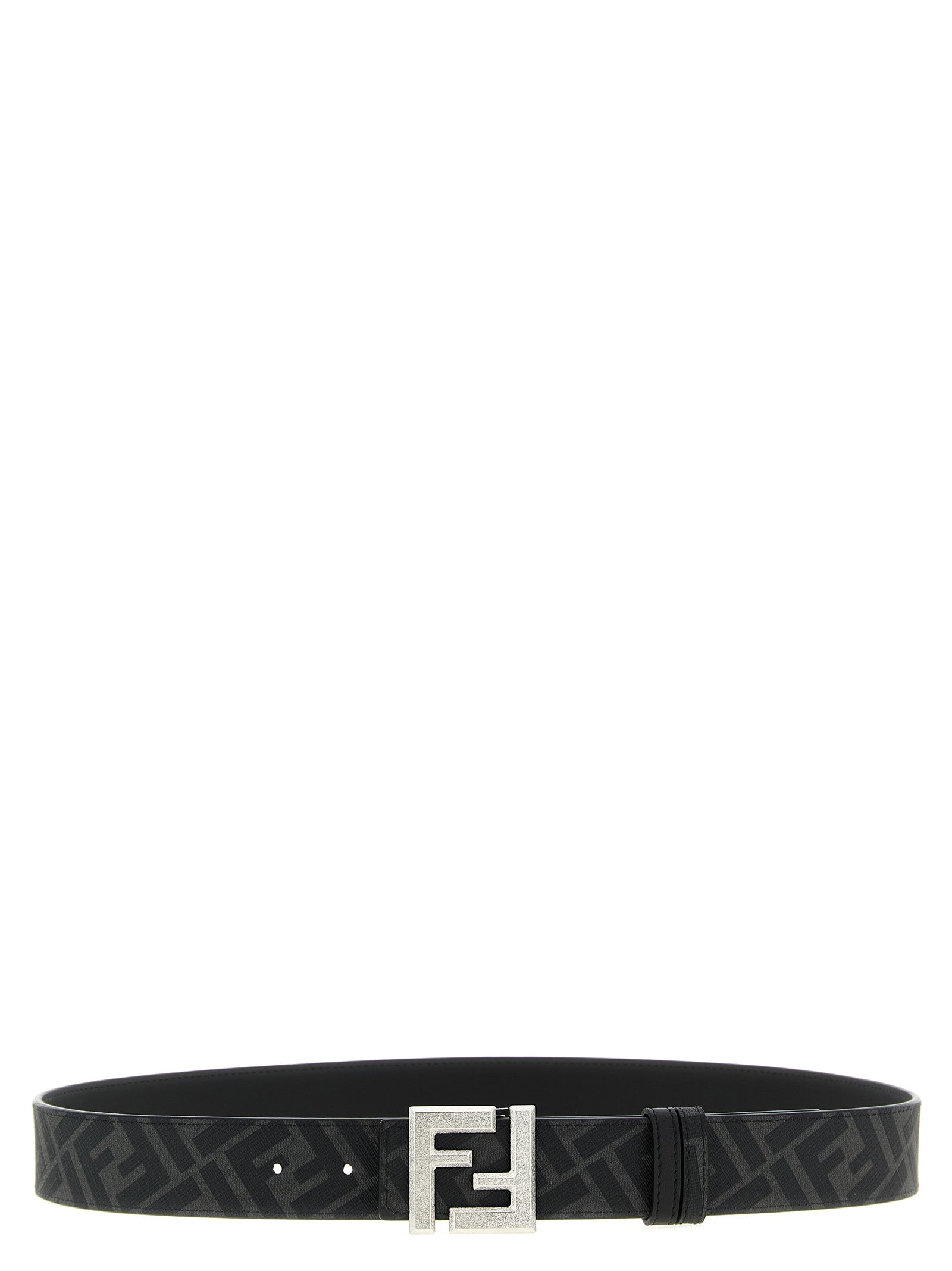 Fendi Black Reversible FF Metal Buckle Leather Belt