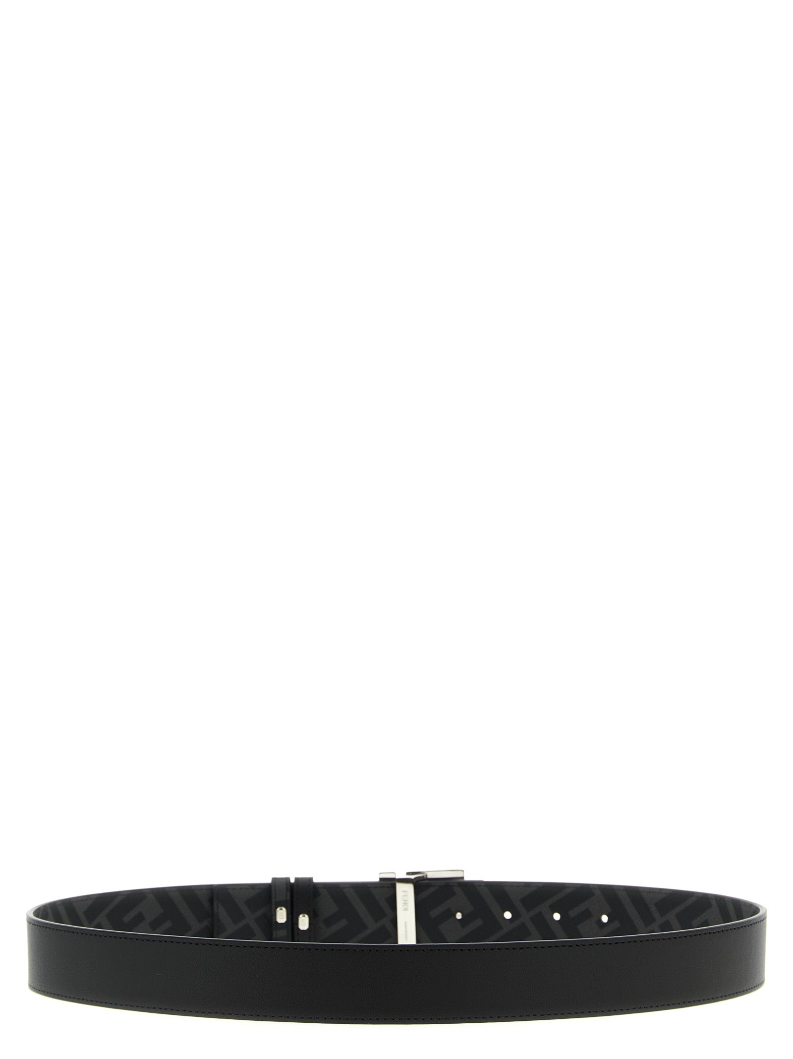Fendi Black Reversible FF Metal Buckle Leather Belt