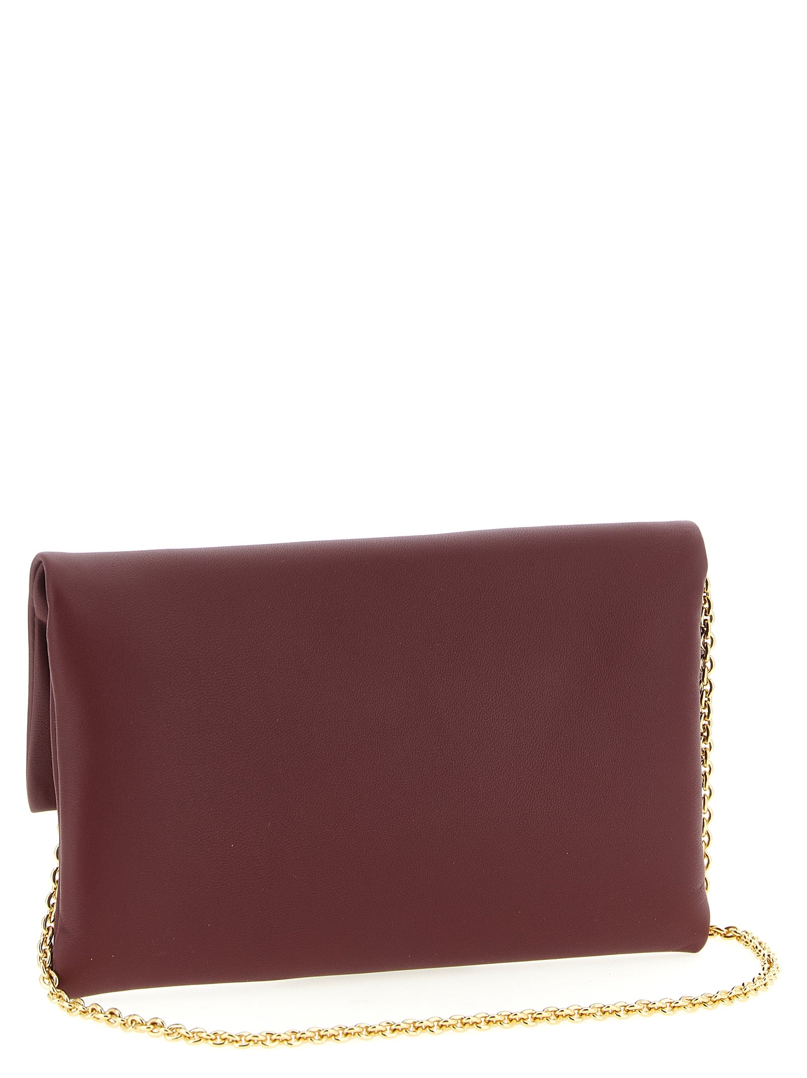 Fendi Bordeaux Mamma Baguette Lambskin Clutch Bag
