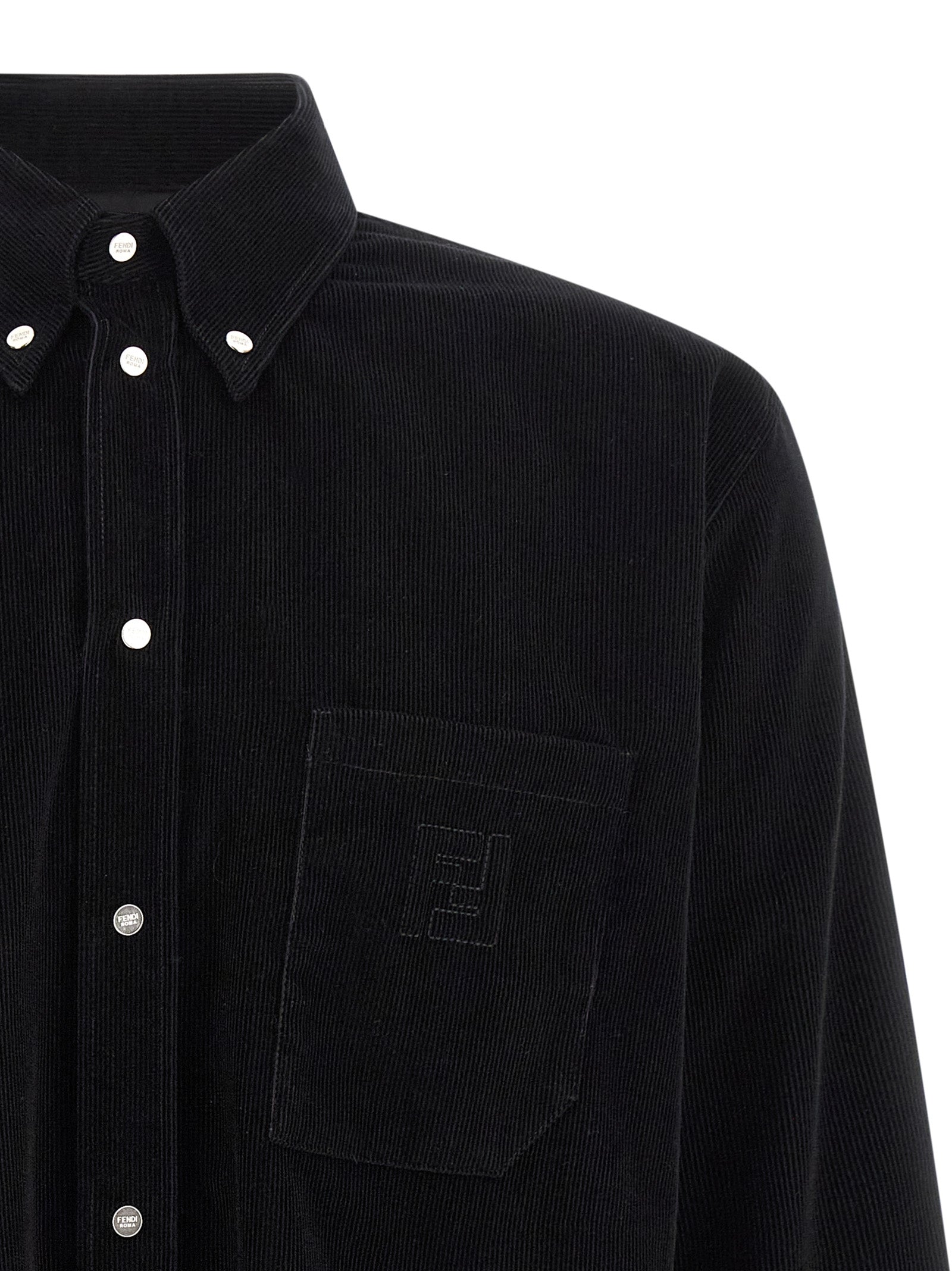 Fendi Black Corduroy Cotton Shirt