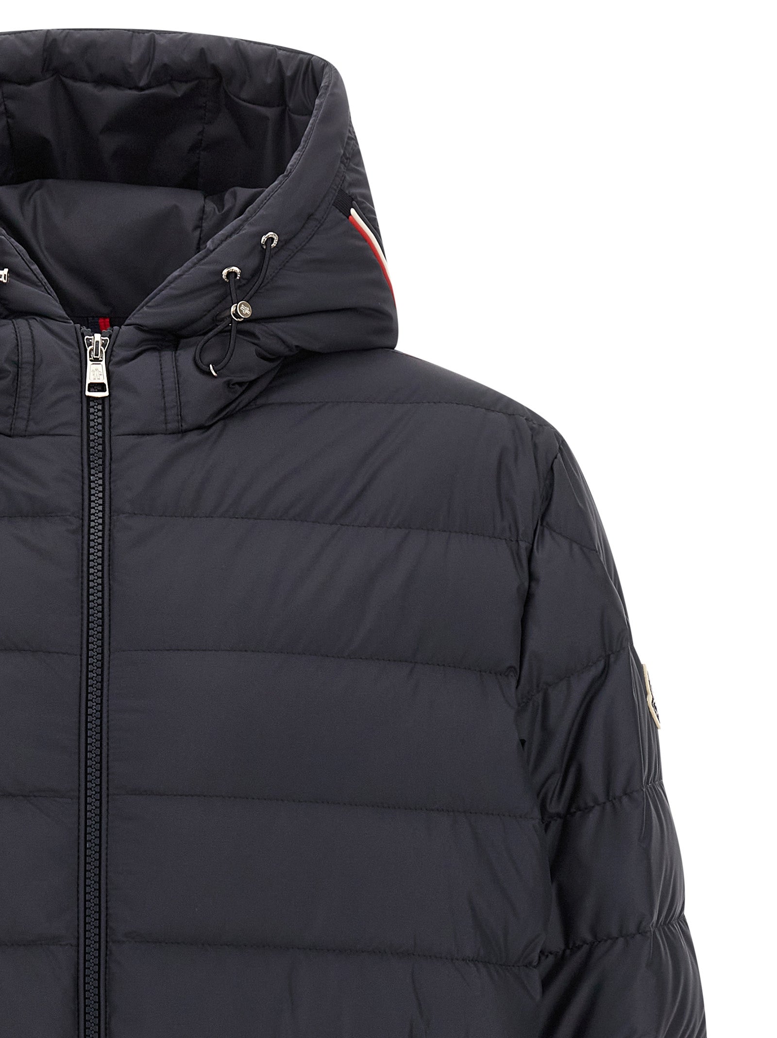 Moncler Blaue Polyesterjacke, durchgehend lang