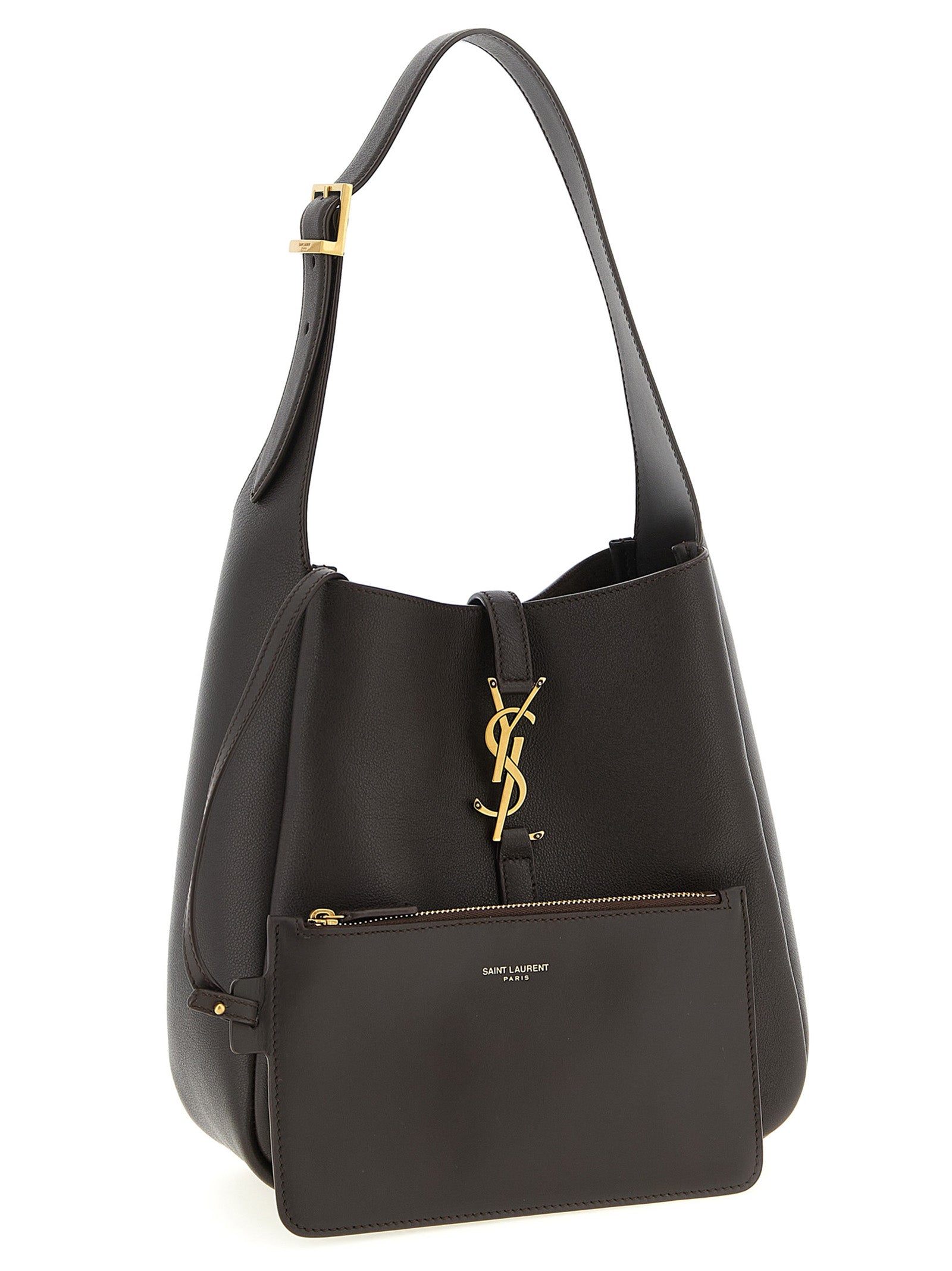Saint Laurent Brown Le 5 à 7 Shoulder Bag Calf Leather