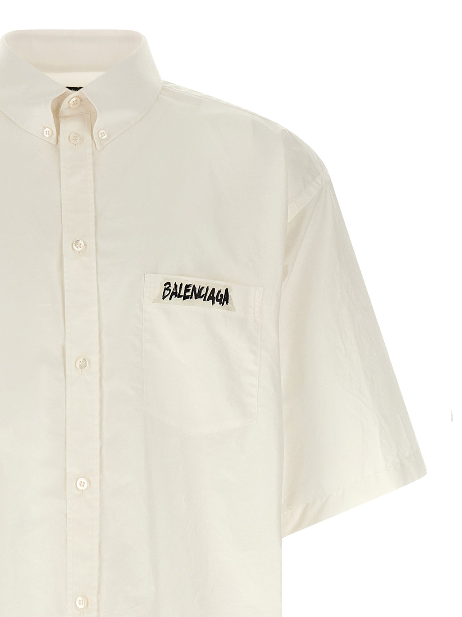 Balenciaga White Cotton Button-Down Shirt