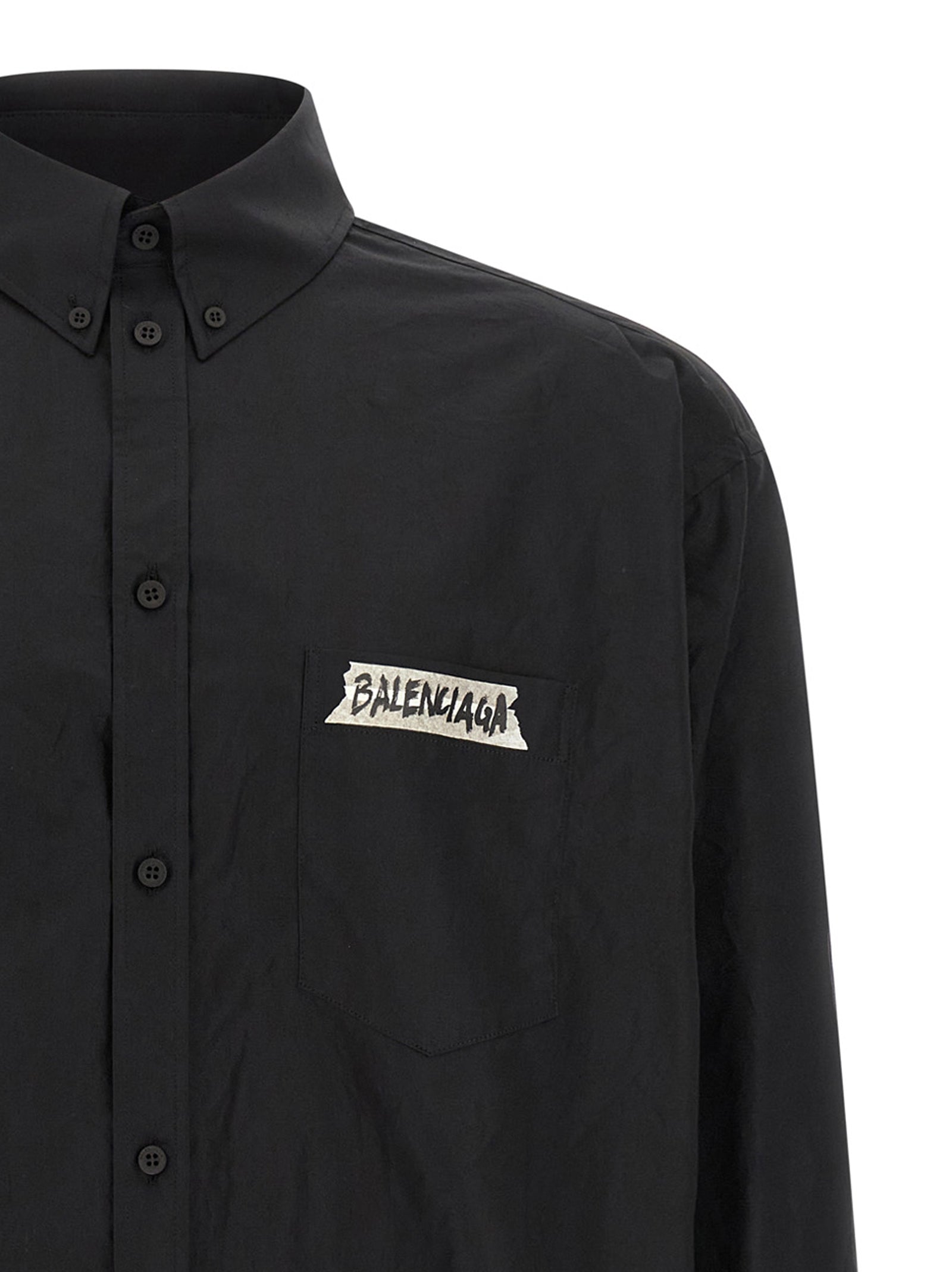 Balenciaga Black Cotton Poplin Shirt