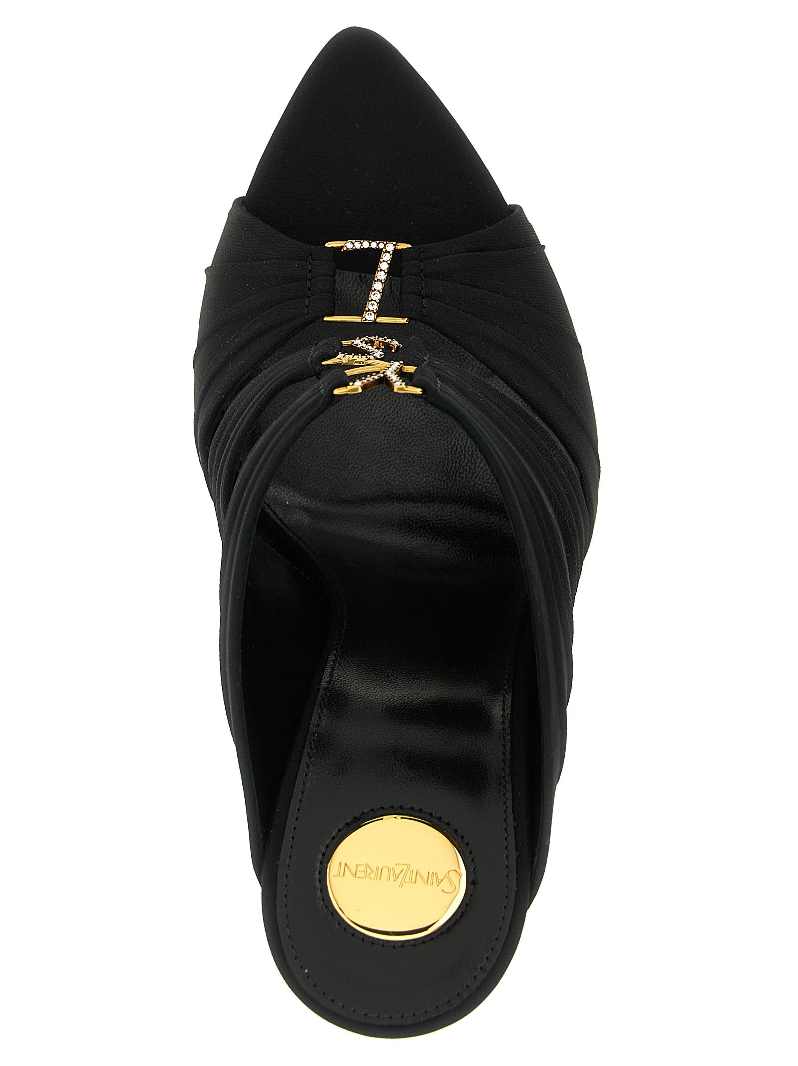 Saint Laurent Black Emilie Viscose Stiletto Heel Sandals