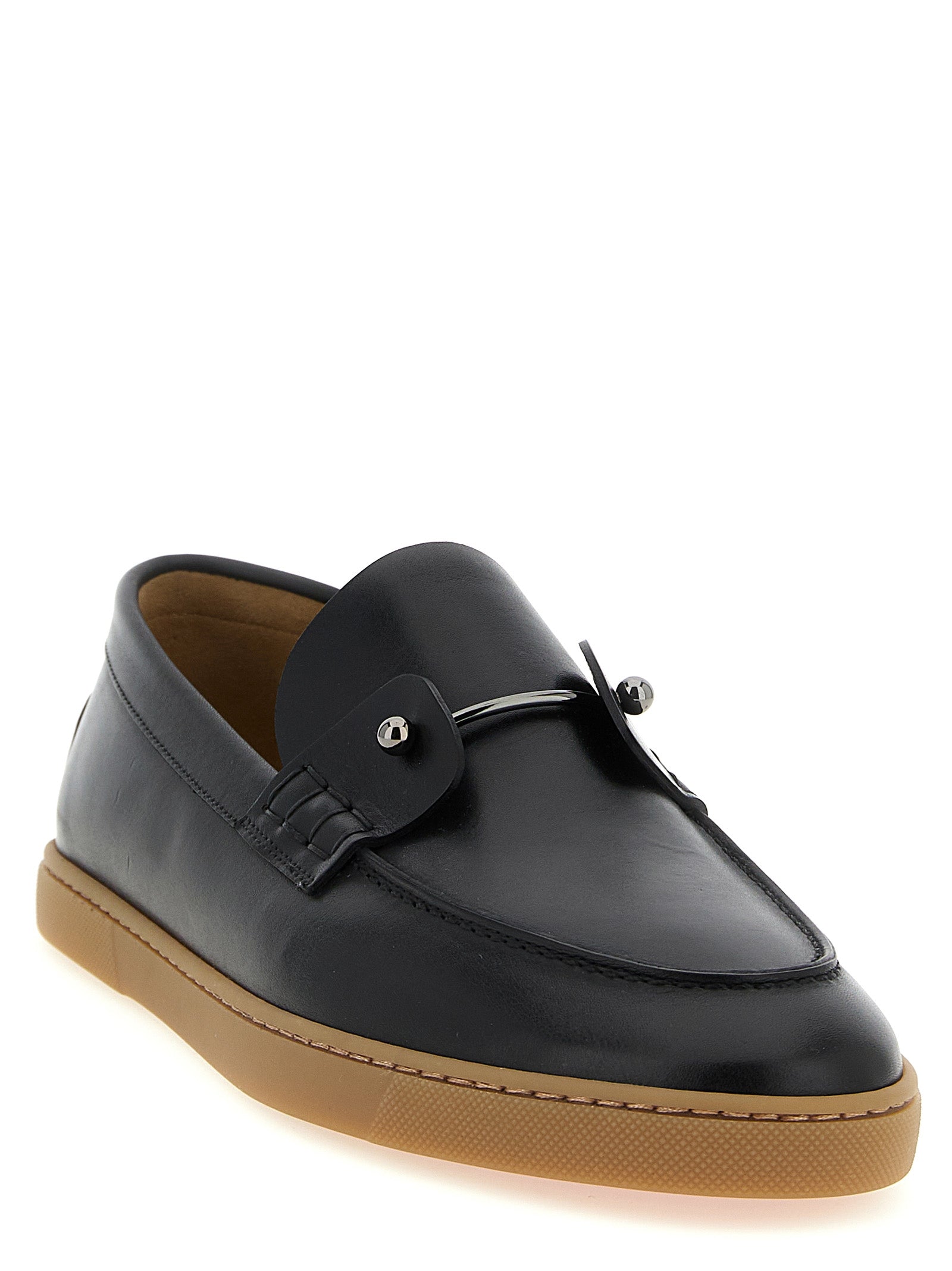 Christian Louboutin Black Chambeliboat Slip-On Loafers Leather