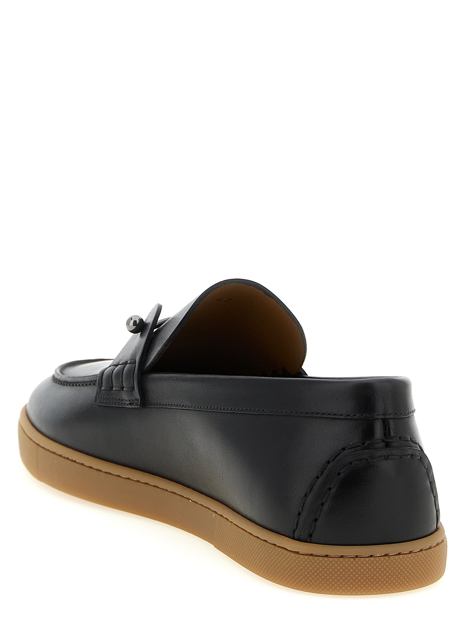 Christian Louboutin Black Chambeliboat Slip-On Loafers Leather