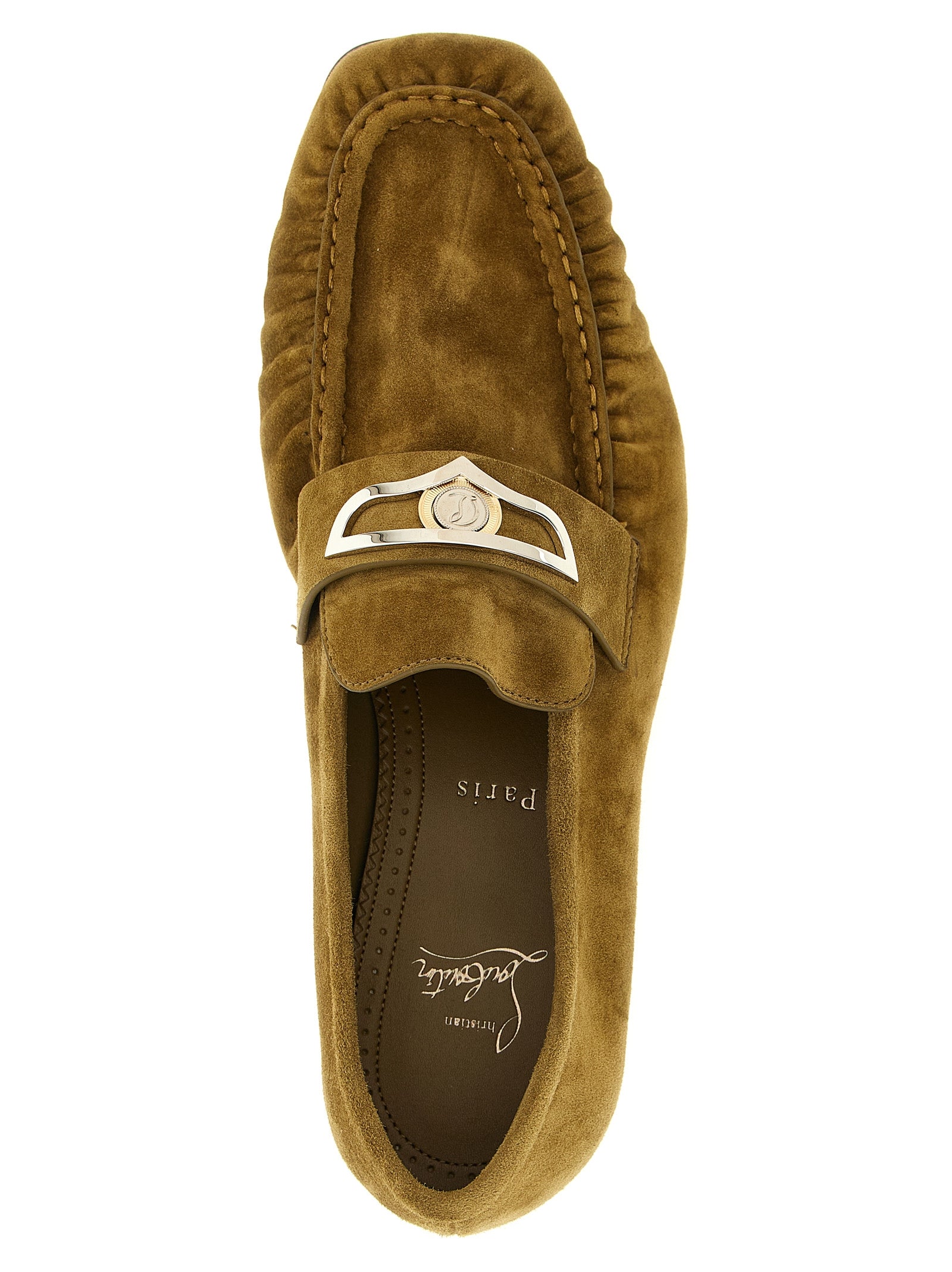 Christian Louboutin Brown Mocallista Slip-On Loafers Calf Leather