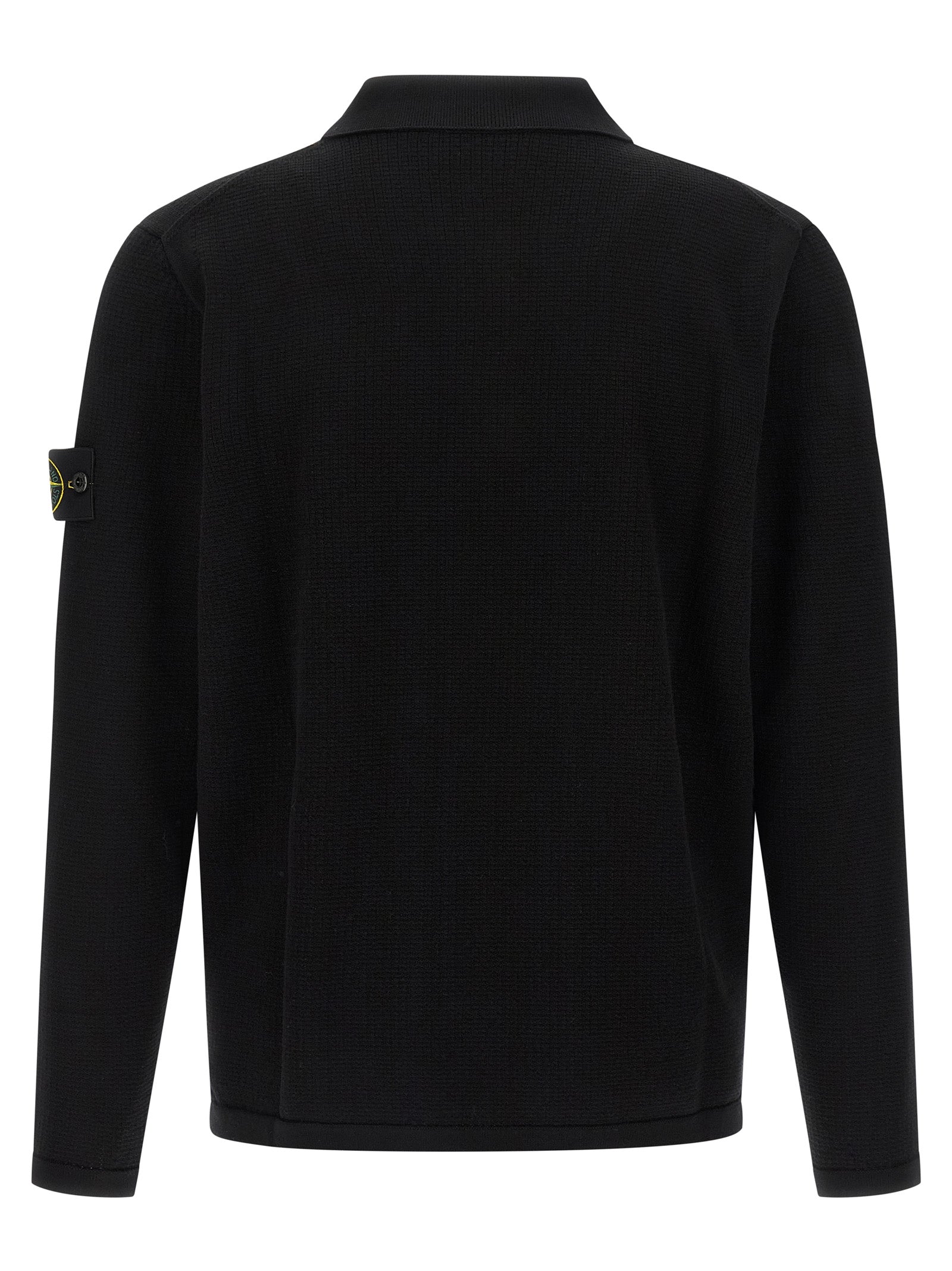 Stone Island Poloshirt aus schwarzer Baumwolle